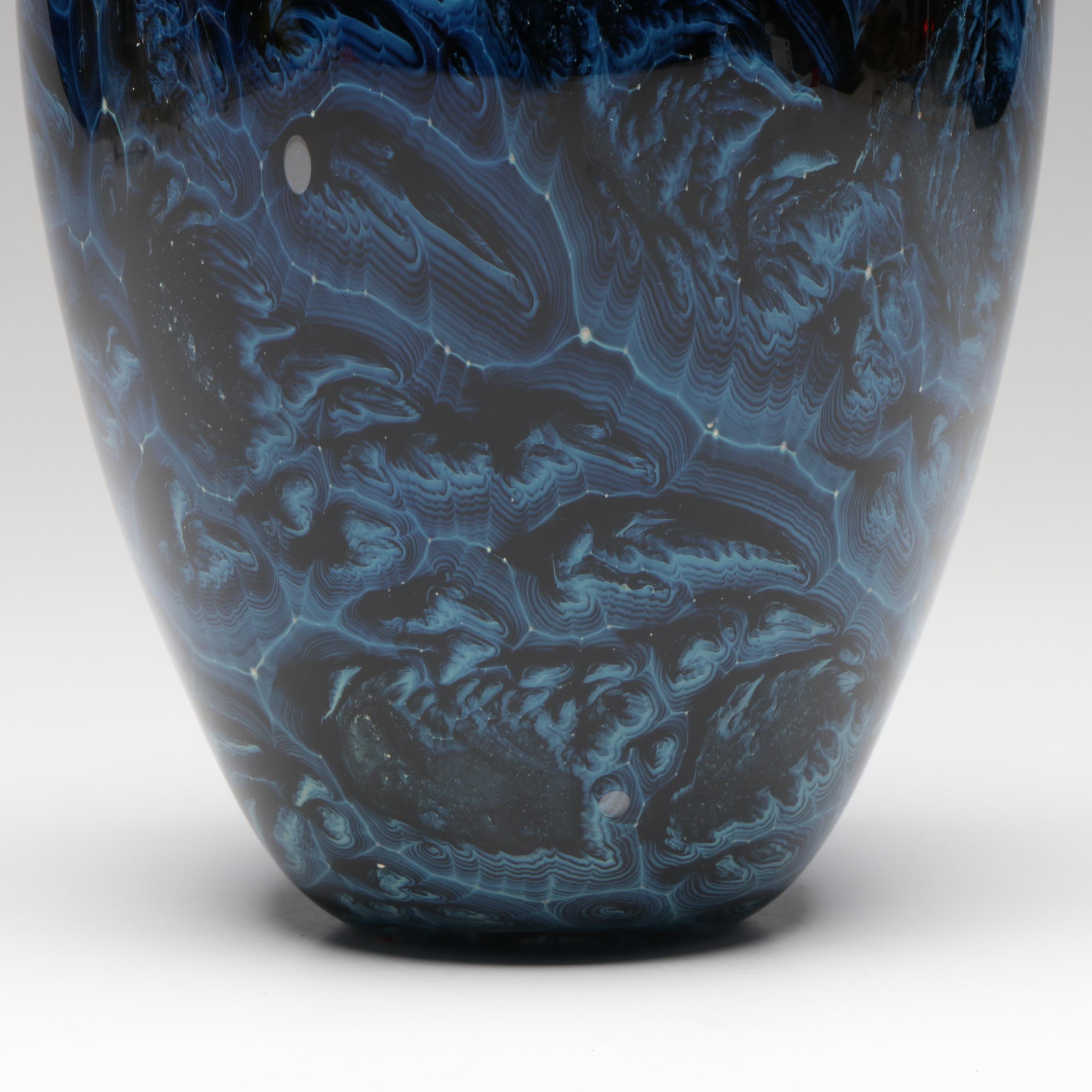 Josh Simpson Blue "New Mexico" Handblown Studio Art Glass Vase