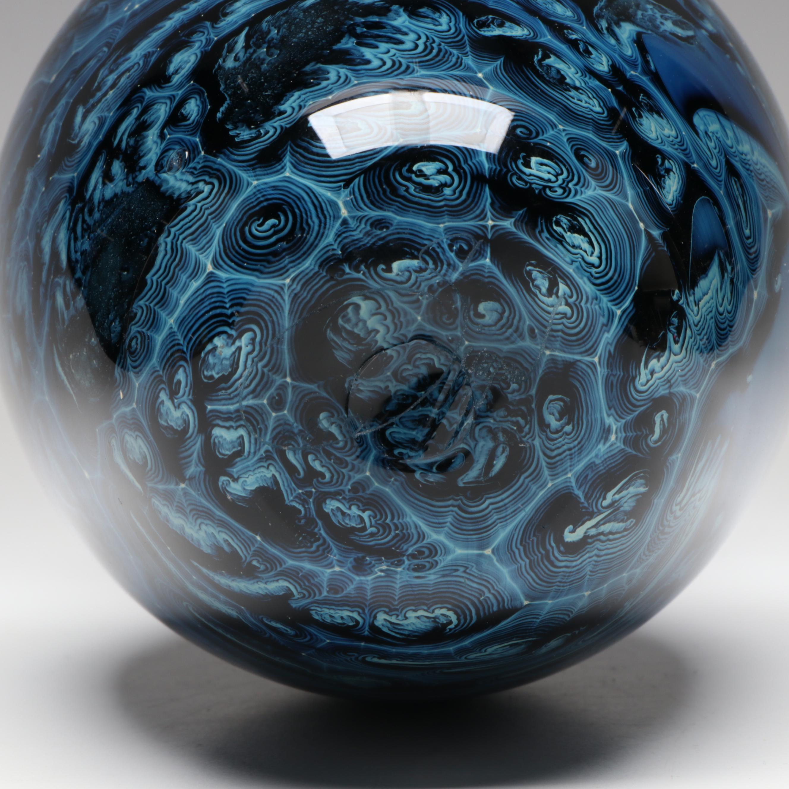 Josh Simpson Blue "New Mexico" Handblown Studio Art Glass Vase