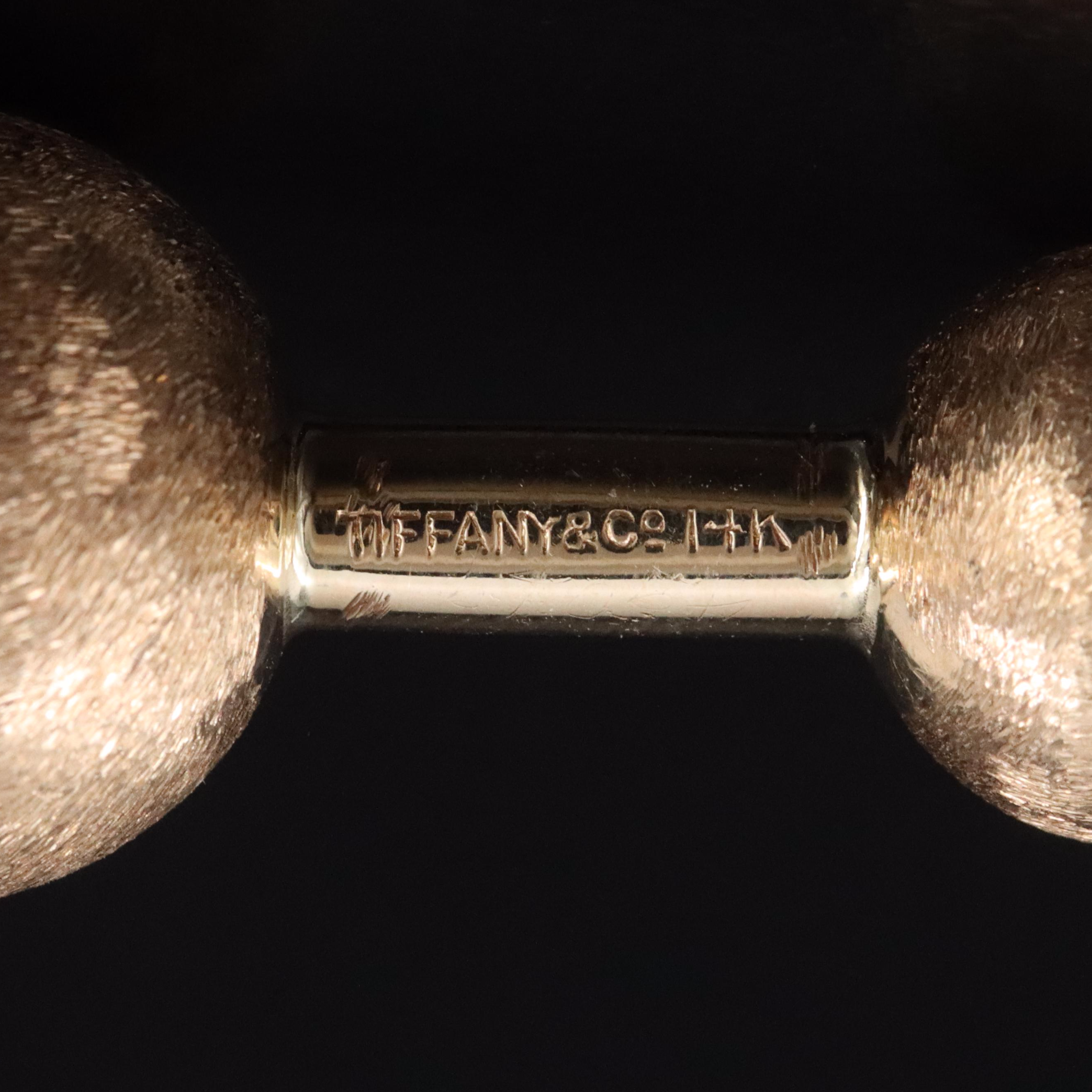 Tiffany & Co. 14K Bar Bell Cufflinks with Stone Finish