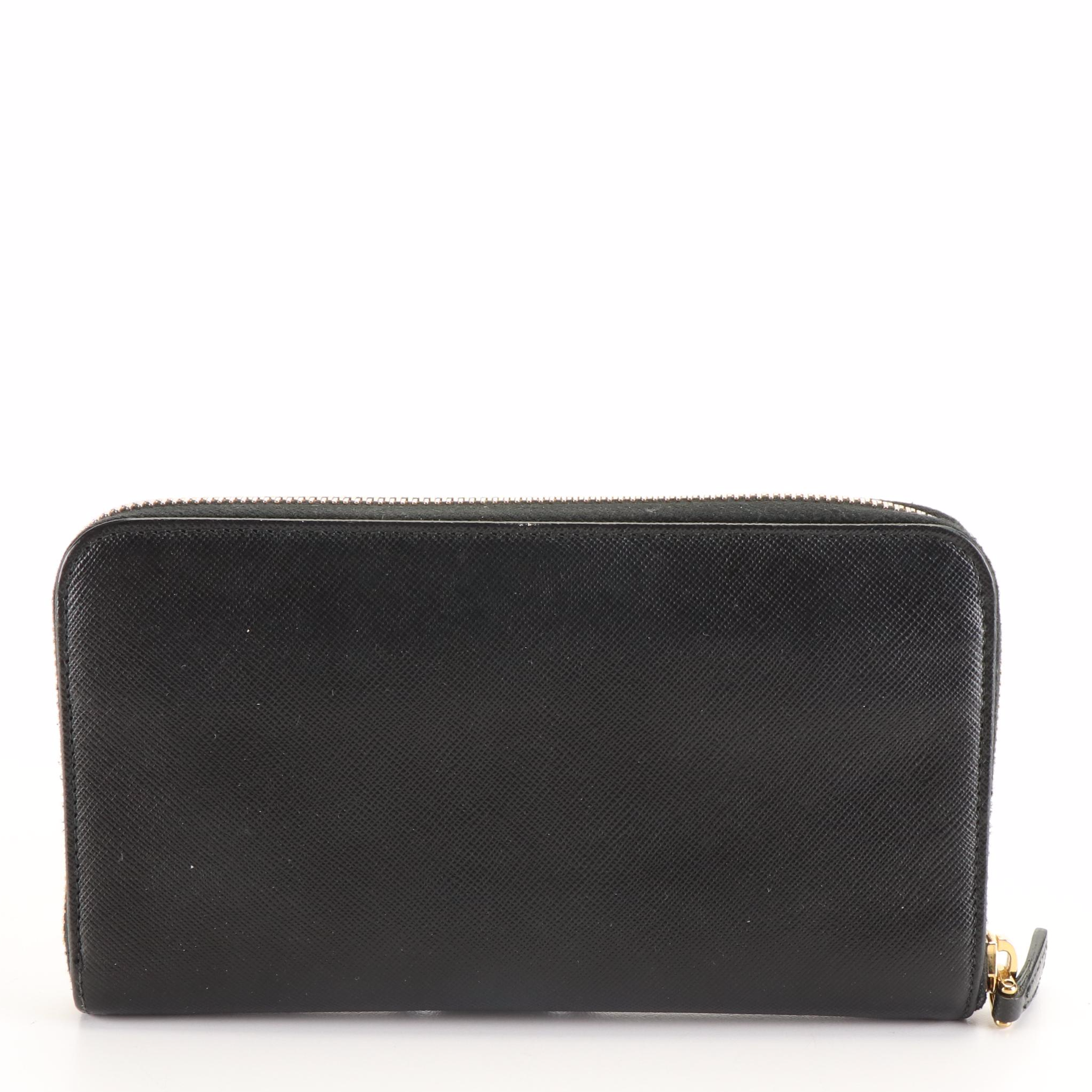 Prada Zip Around Vara Bow Long Wallet in Fiocco Saffiano Leather