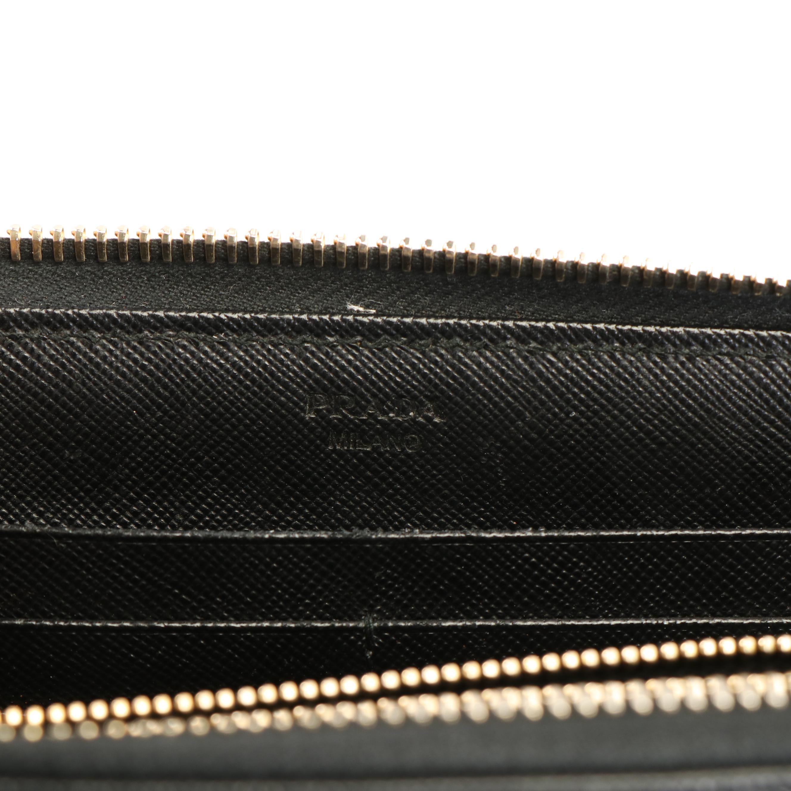 Prada Zip Around Vara Bow Long Wallet in Fiocco Saffiano Leather