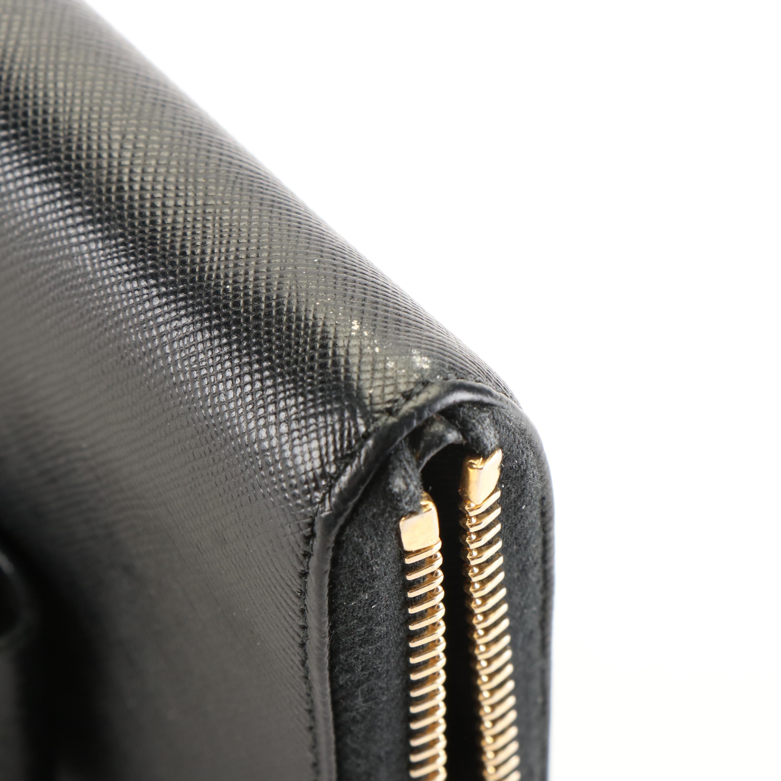 Prada Zip Around Vara Bow Long Wallet in Fiocco Saffiano Leather