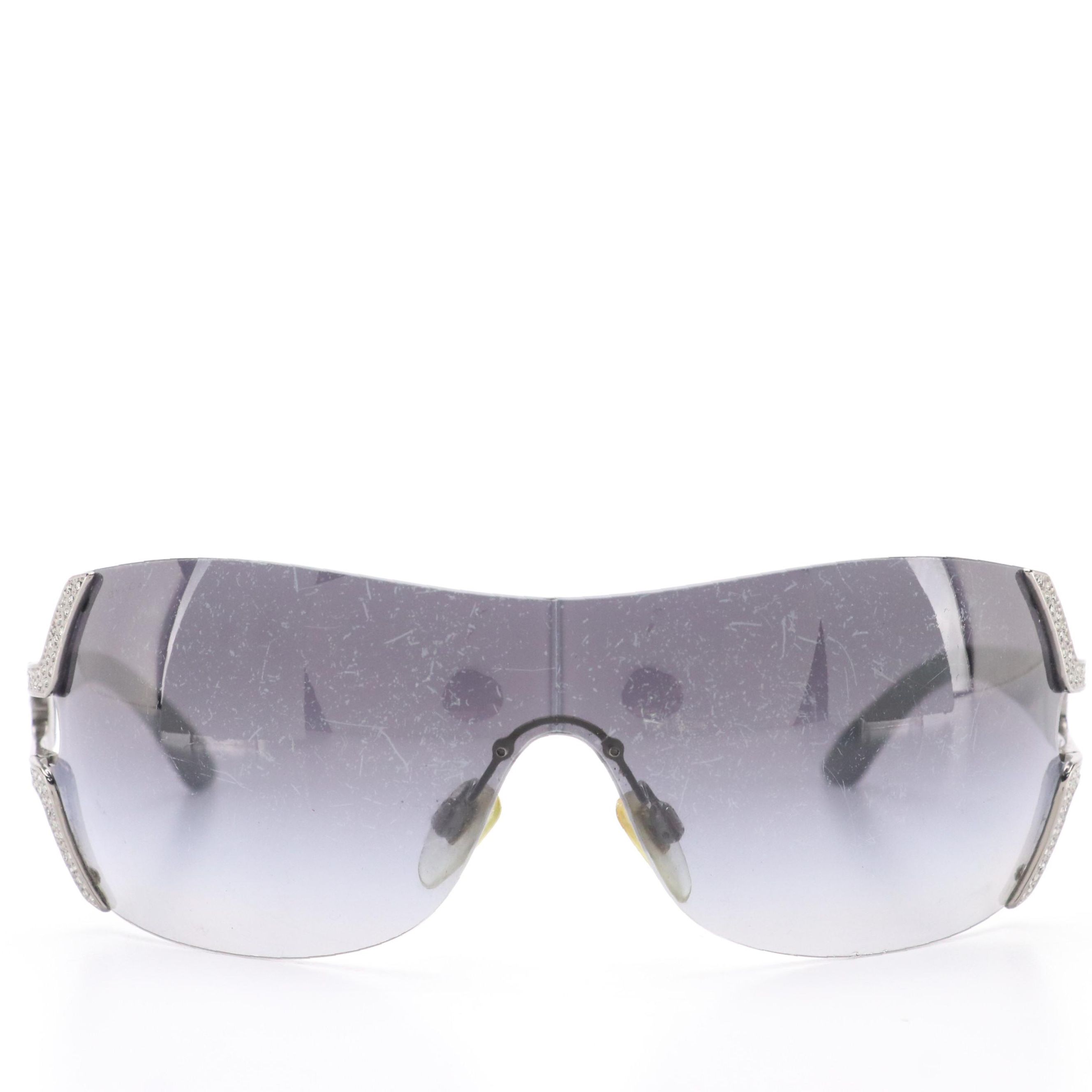 BVLGARI 6038-B Rhinestone Shield Sunglasses