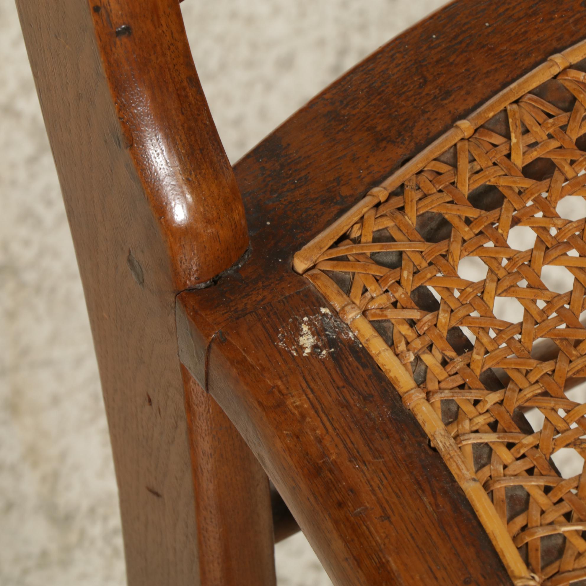 Victorian Walnut Cane Seat Spindle Back Side Chairs, Four, Early 20th Century