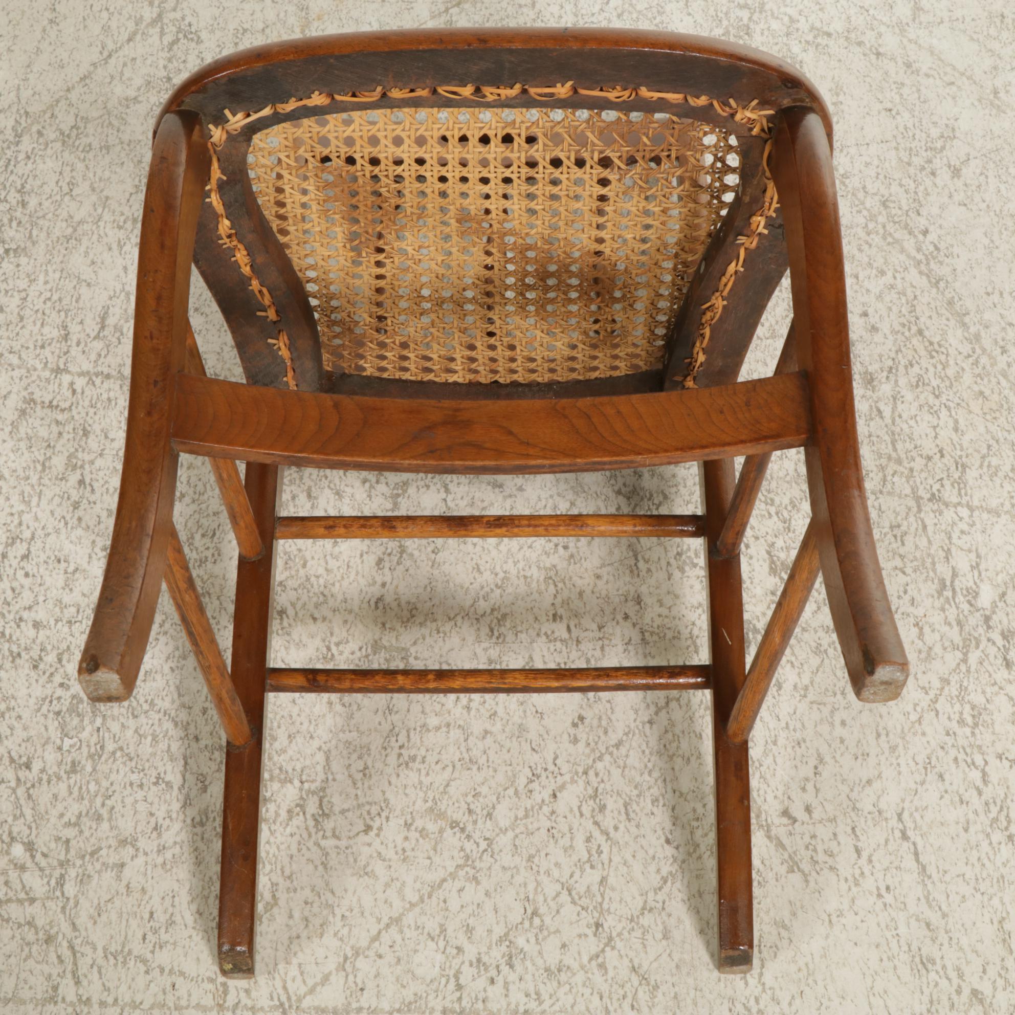 Victorian Walnut Cane Seat Spindle Back Side Chairs, Four, Early 20th Century