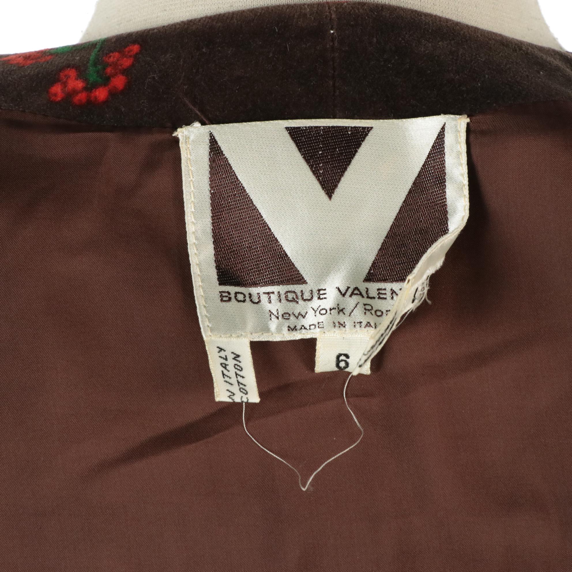 Valentino Vintage Swing Jacket in Acorn and Berry Printed Brown Velvet