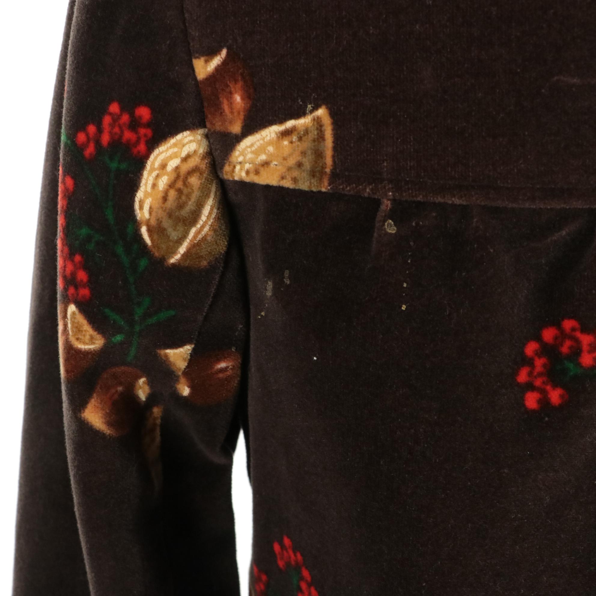 Valentino Vintage Swing Jacket in Acorn and Berry Printed Brown Velvet