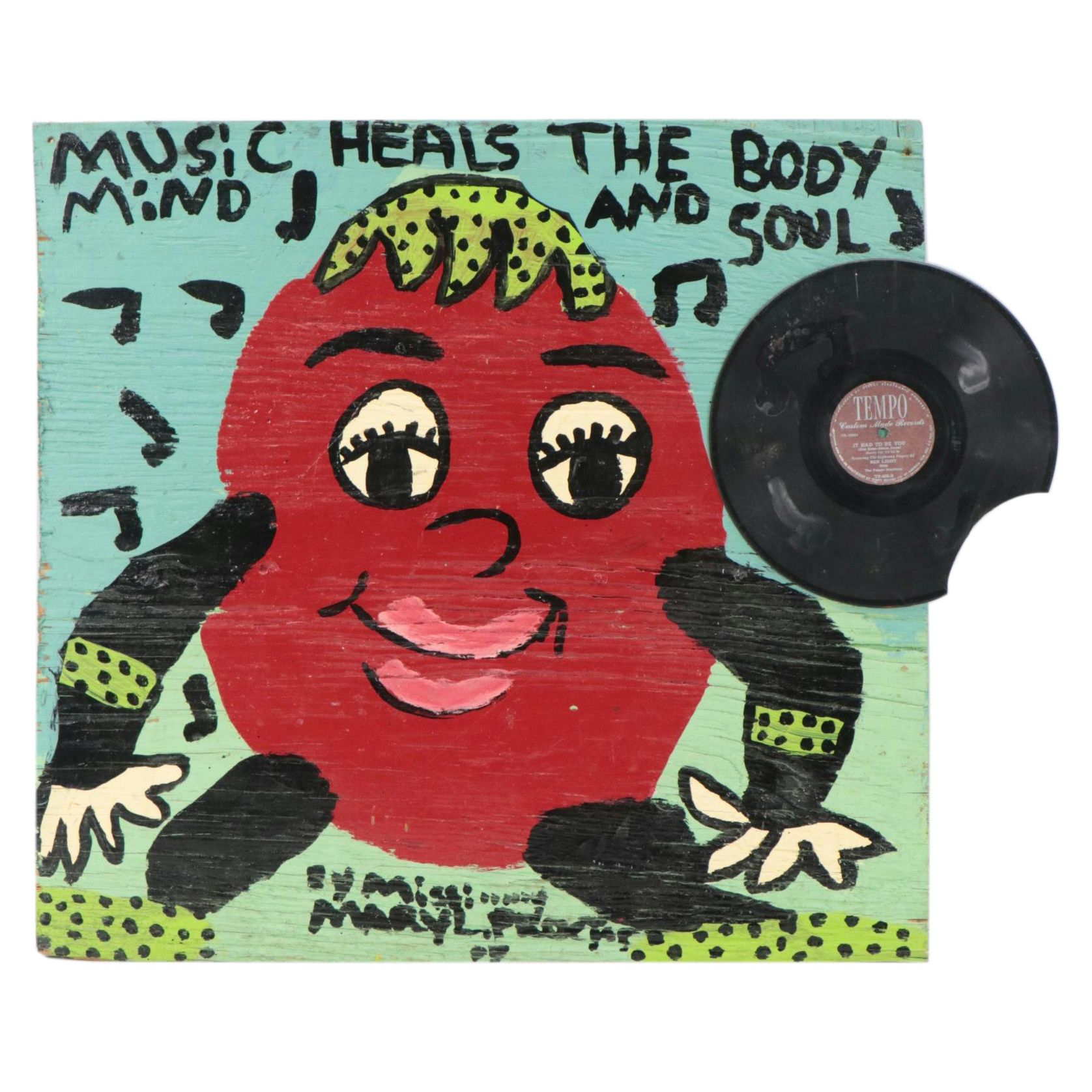 Mary Proctor Mixed Media Figural Folk Collage, 1990s