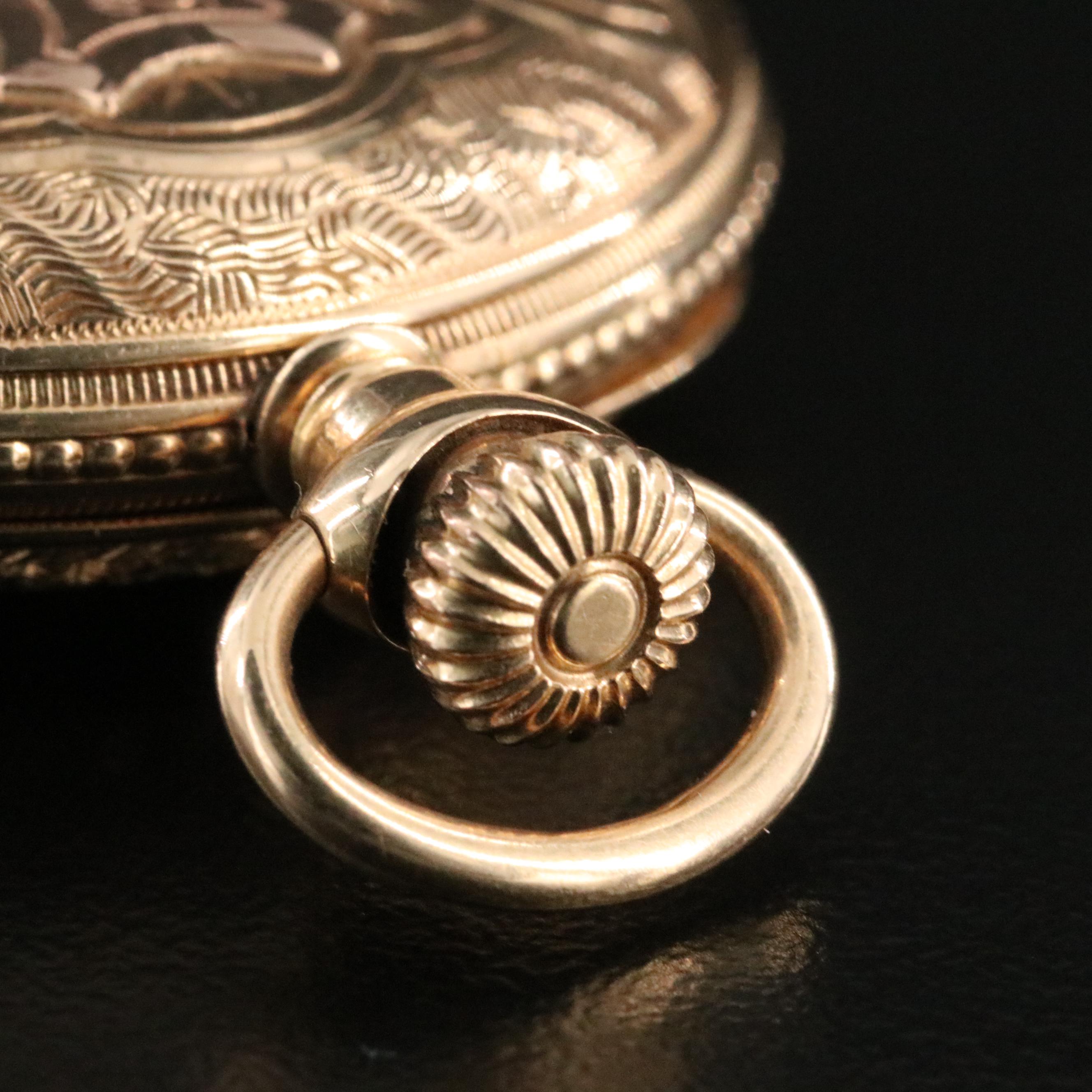 14K Multicolor Ornate Elgin Hunting Case Pocket Watch