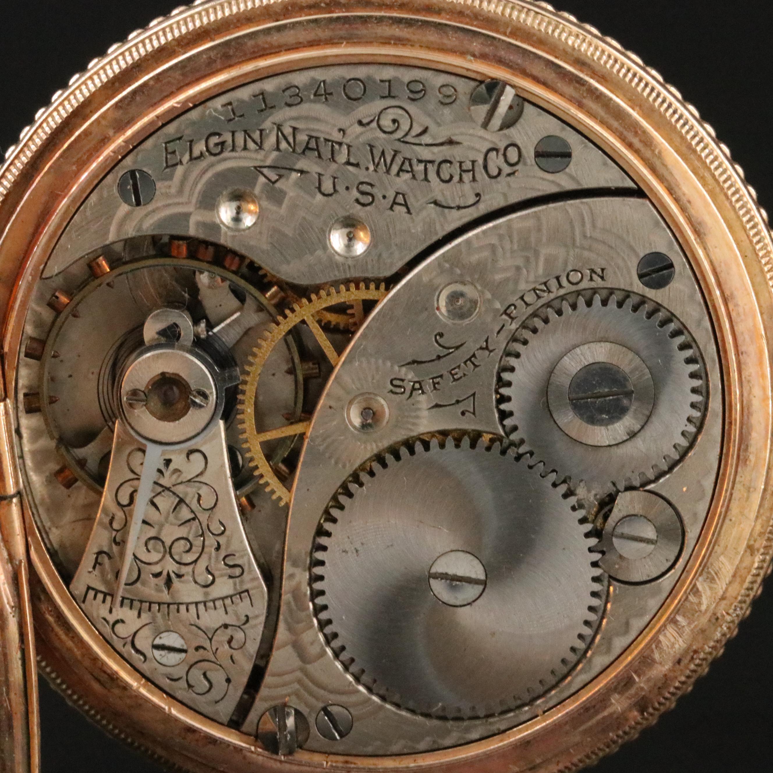 14K Multicolor Ornate Elgin Hunting Case Pocket Watch