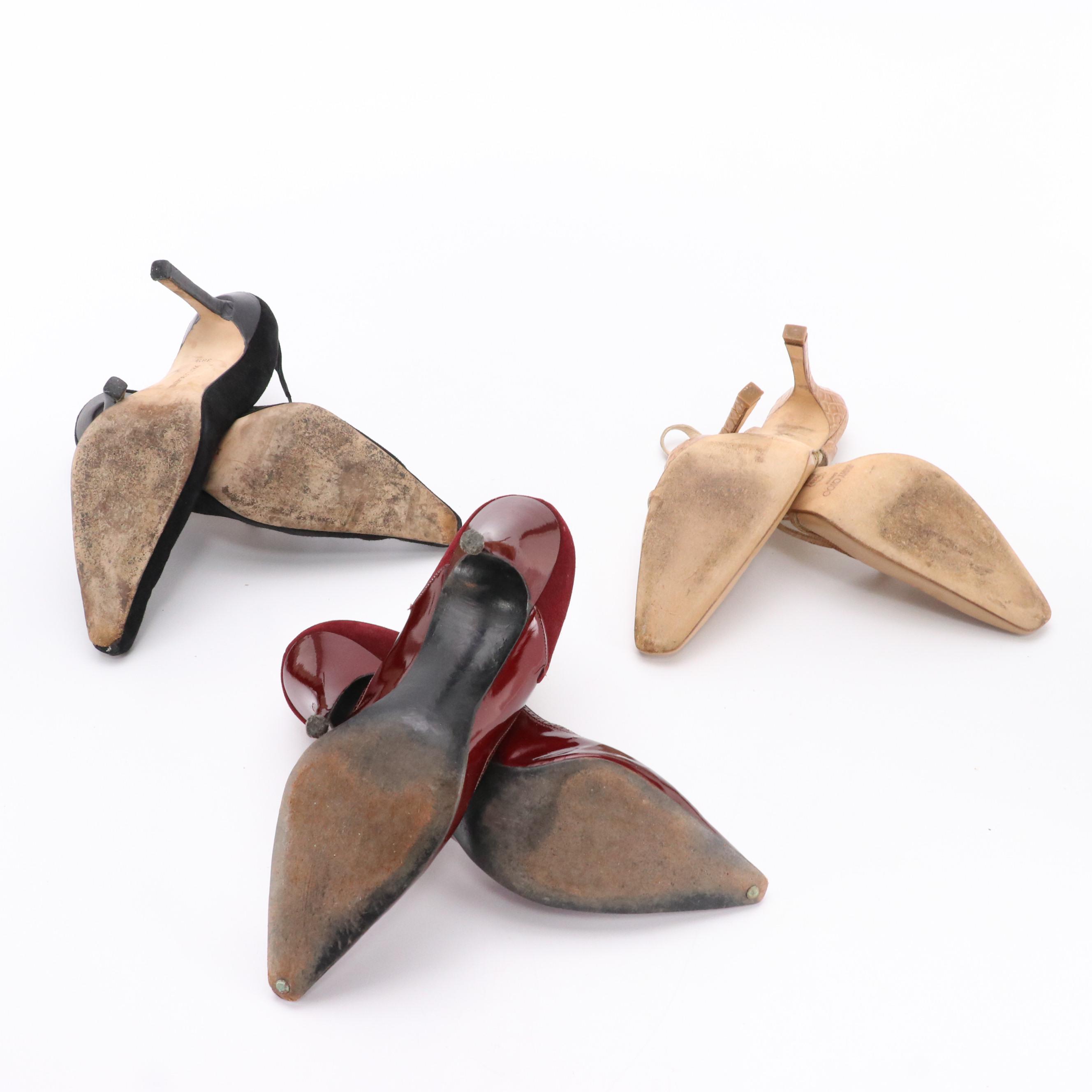 Jimmy Choo Leather Slingback Pumps, Manolo Blahnik Suede Ankle Strap Heels, More