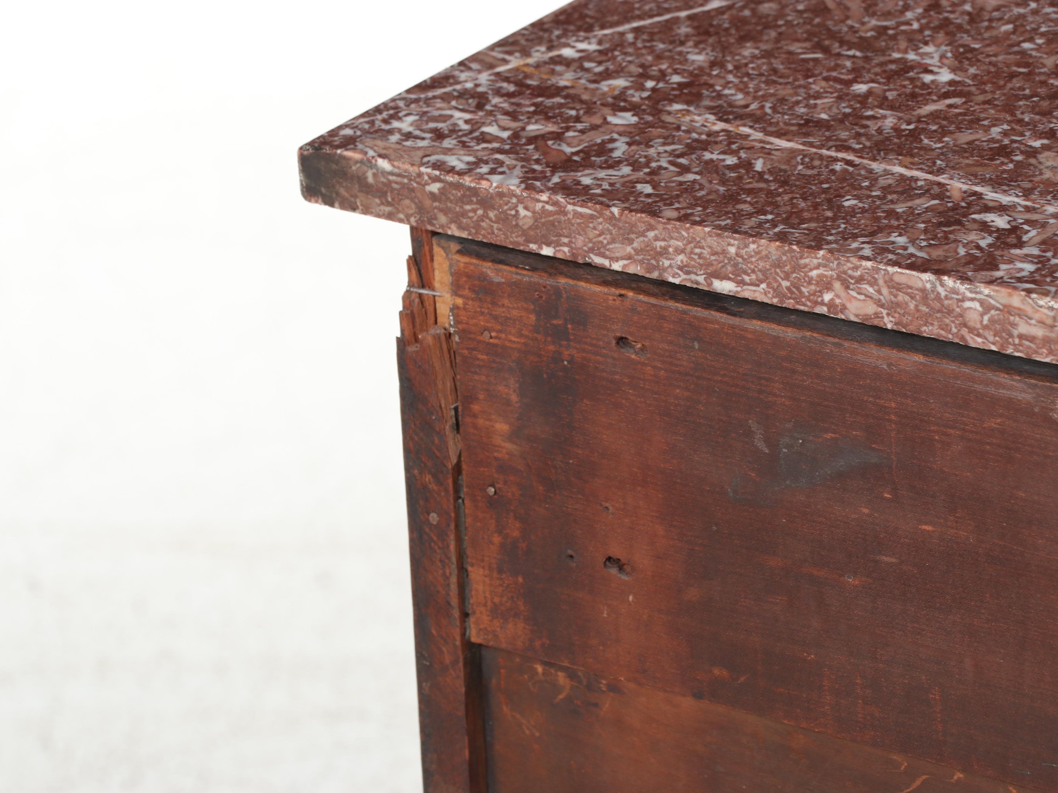 Victorian Walnut, Burl Walnut, and Marble Top Four-Drawer Chest