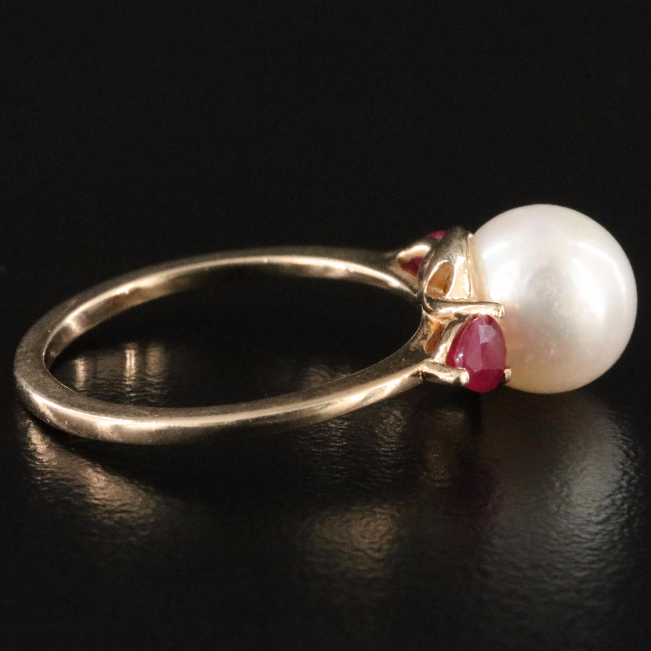14K Pearl and Ruby Ring