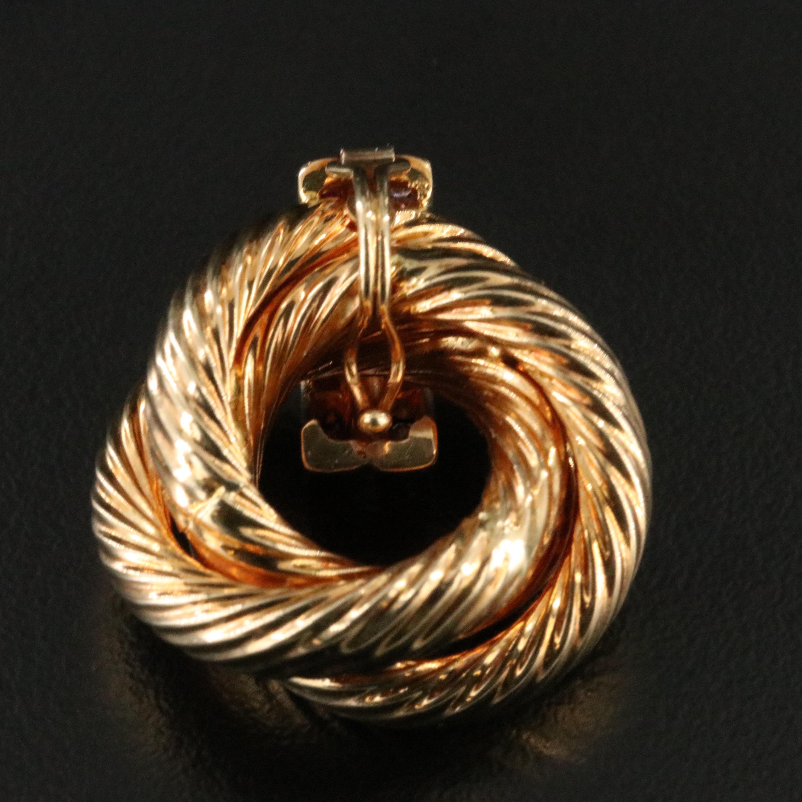 18K Fluted Diamond and Ruby Love Knot Enhancer Pendant