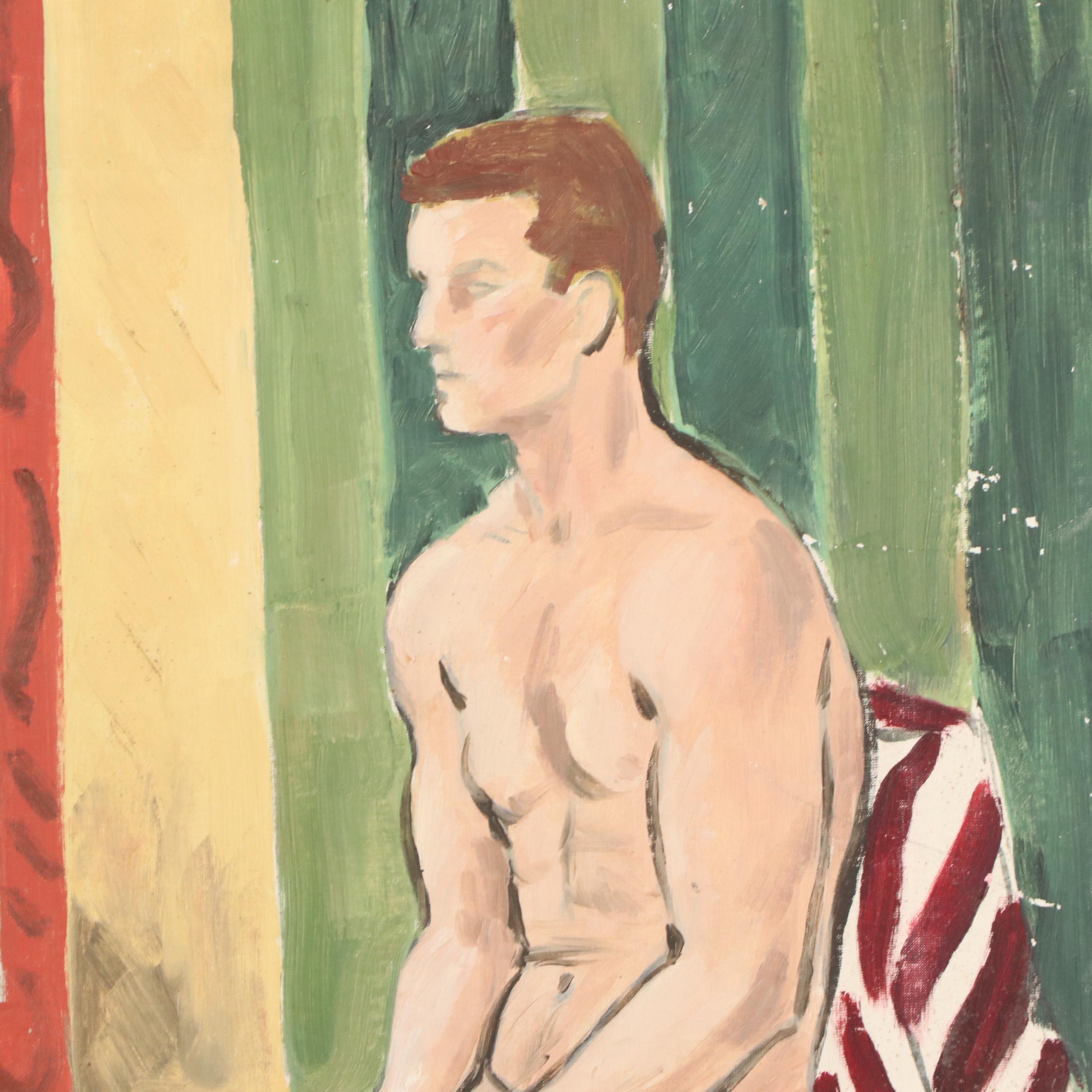 Pair of Oil Paintings Featuring Seated Nude Models, 21st Century