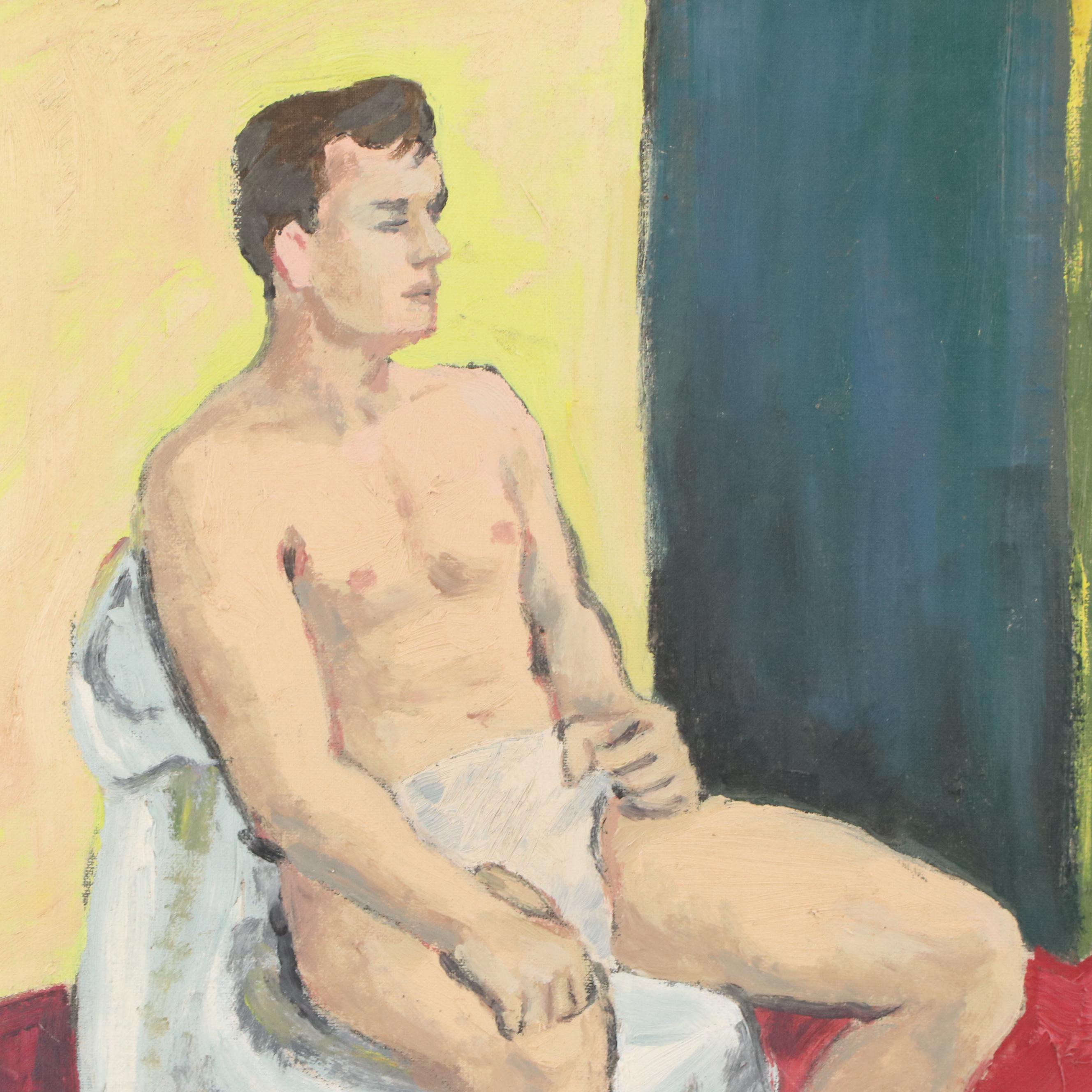 Pair of Oil Paintings Featuring Seated Nude Models, 21st Century