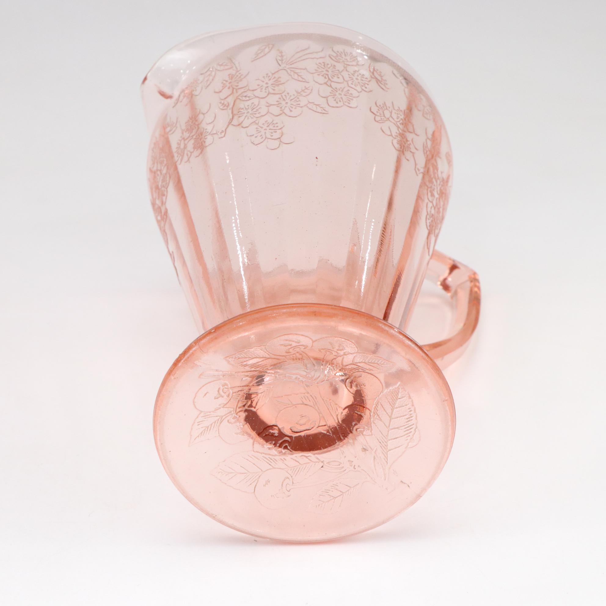 Jeannette Pink Blossom Depression Glass Pitchers with Tiffin Franciscan and More