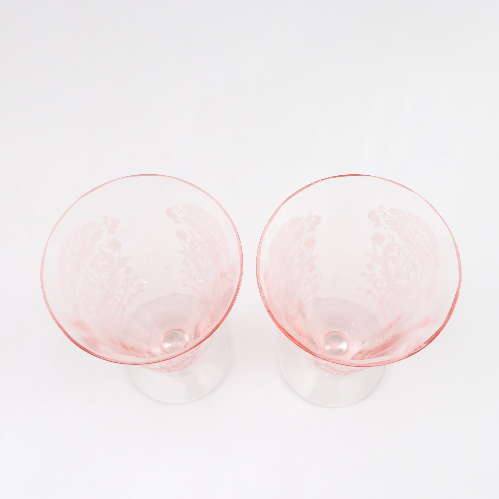 Jeannette Pink Blossom Depression Glass Pitchers with Tiffin Franciscan and More