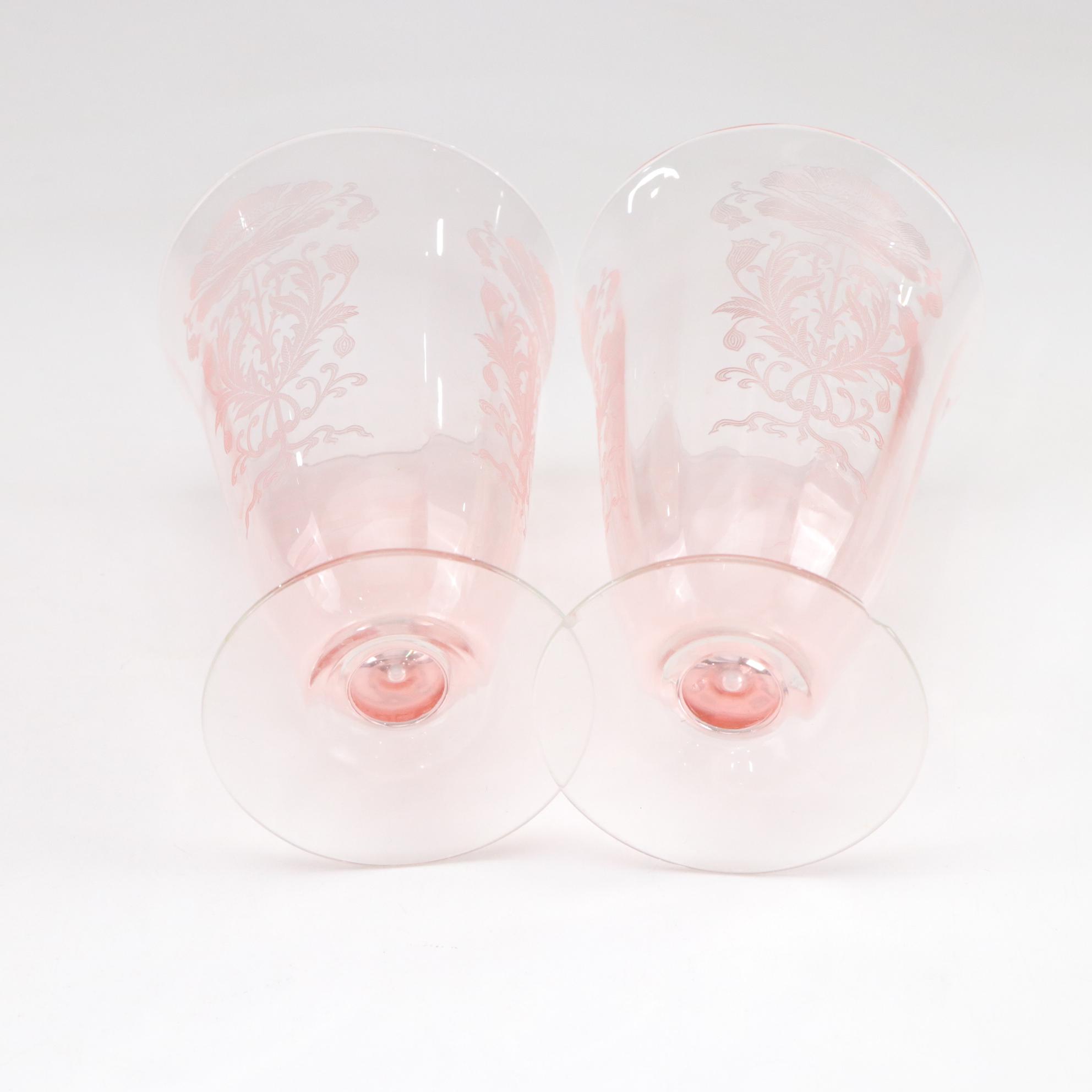 Jeannette Pink Blossom Depression Glass Pitchers with Tiffin Franciscan and More