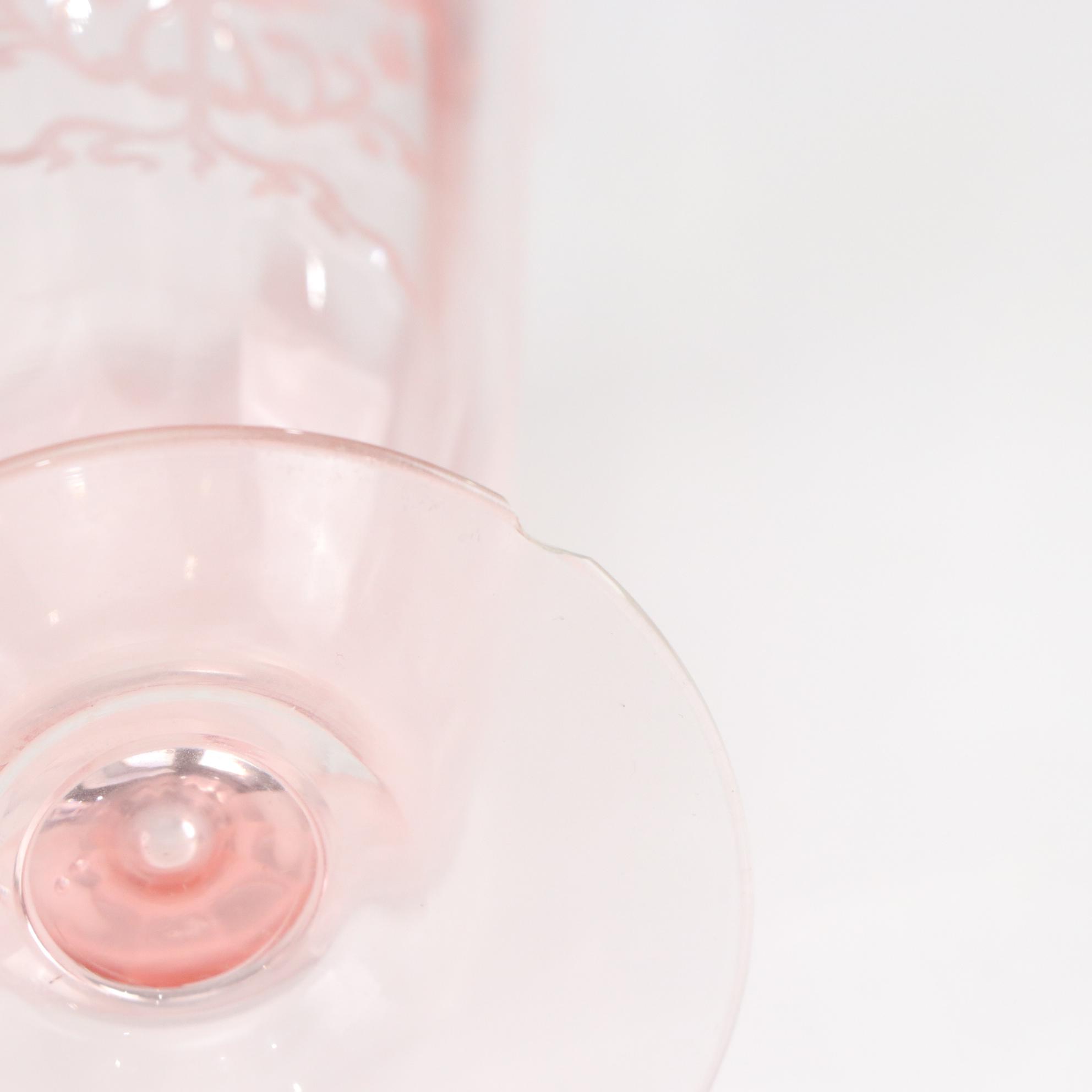 Jeannette Pink Blossom Depression Glass Pitchers with Tiffin Franciscan and More