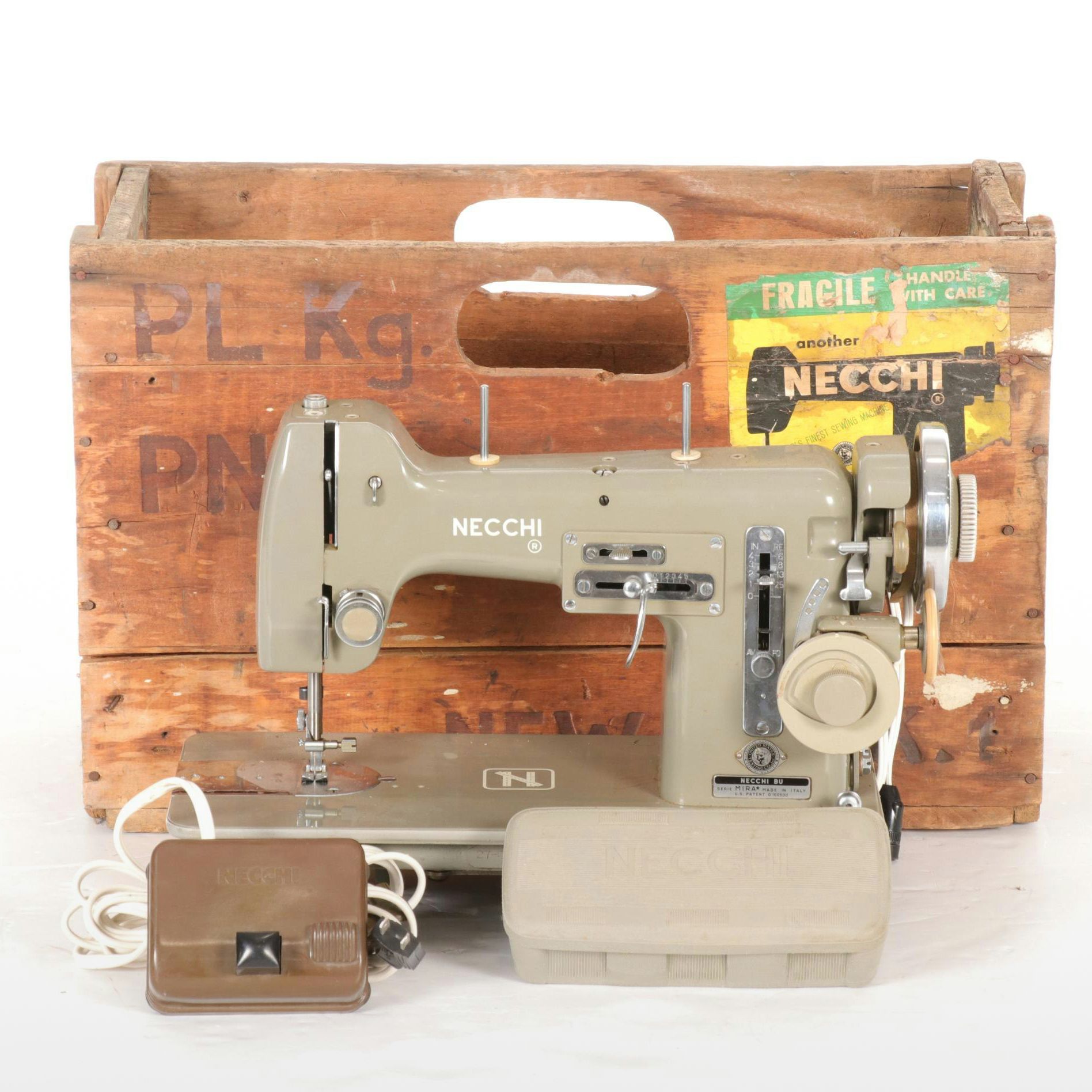 Necchi BU Mira Electric Sewing Machine, Mid-20th Century