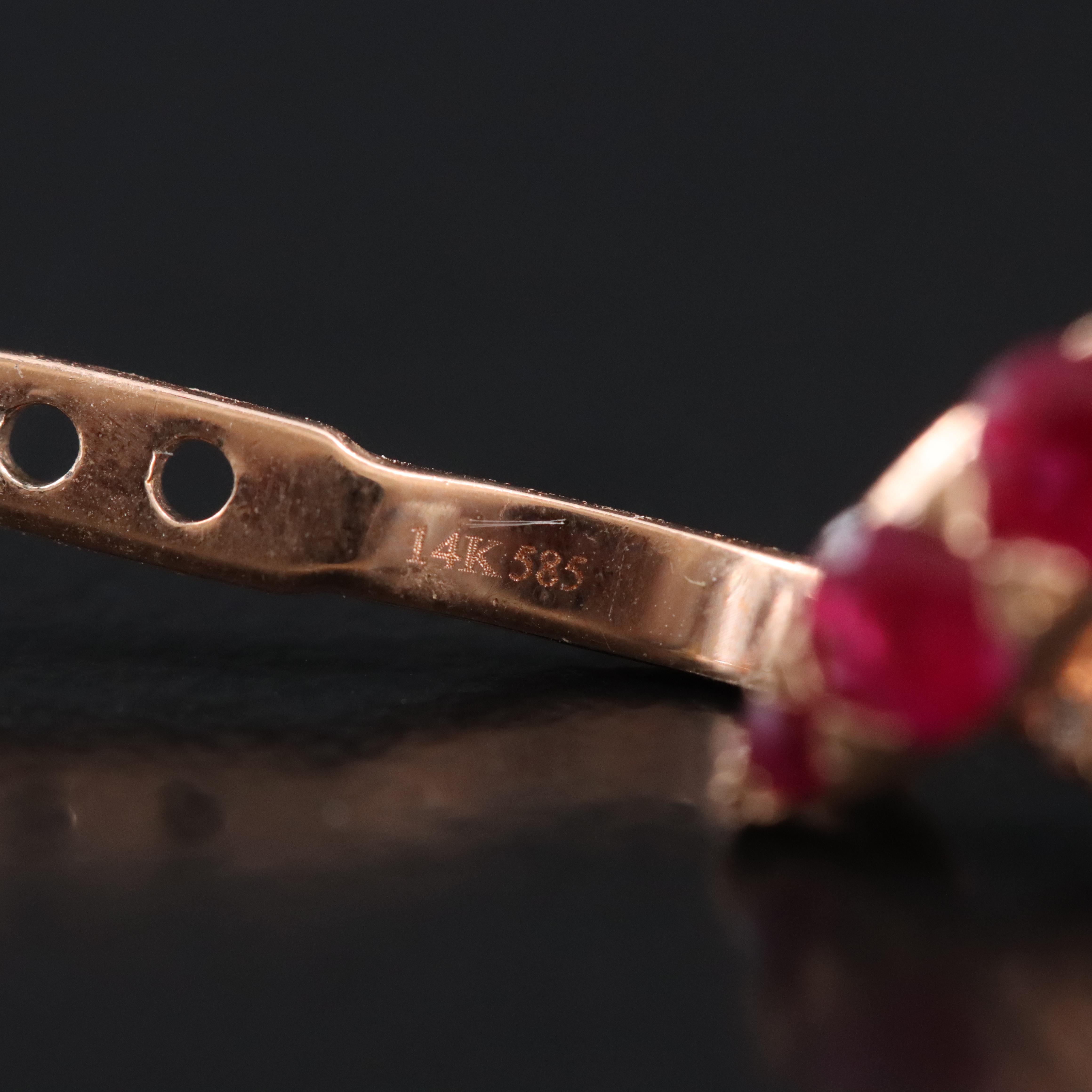 14K Rose Gold Ruby and Diamond Earrings and Enhancers