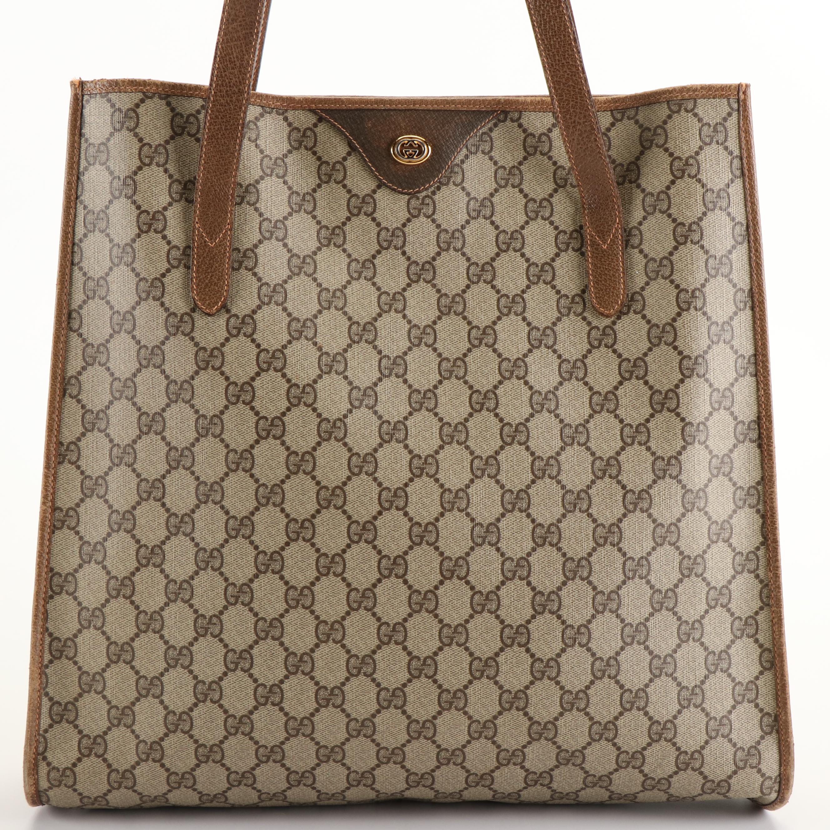 Gucci Vertical Tote Bag in GG Coated Canvas