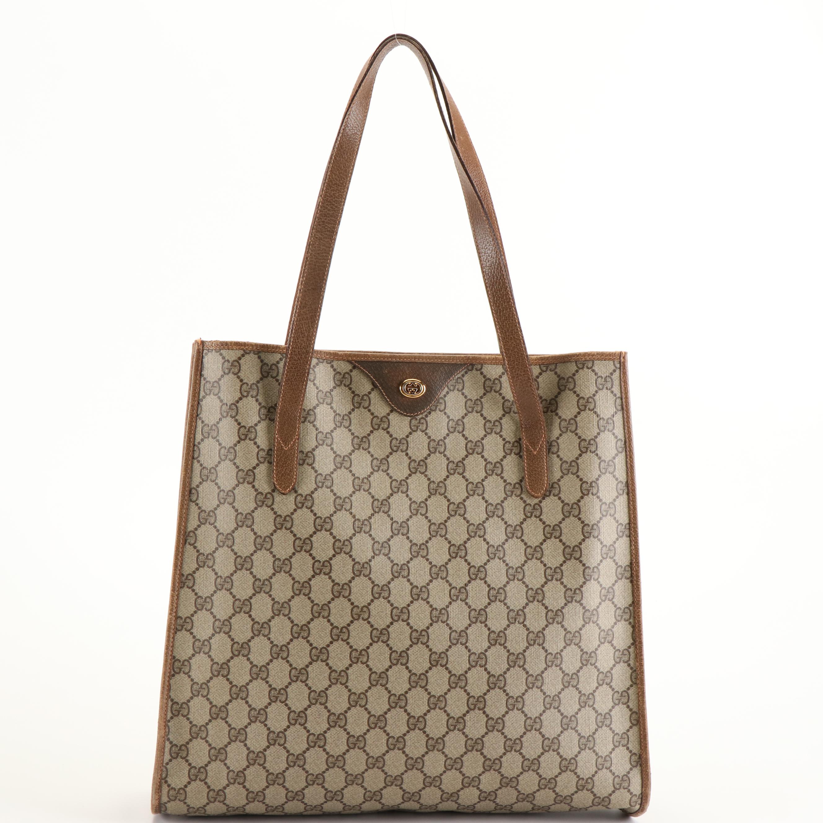 Gucci Vertical Tote Bag in GG Coated Canvas