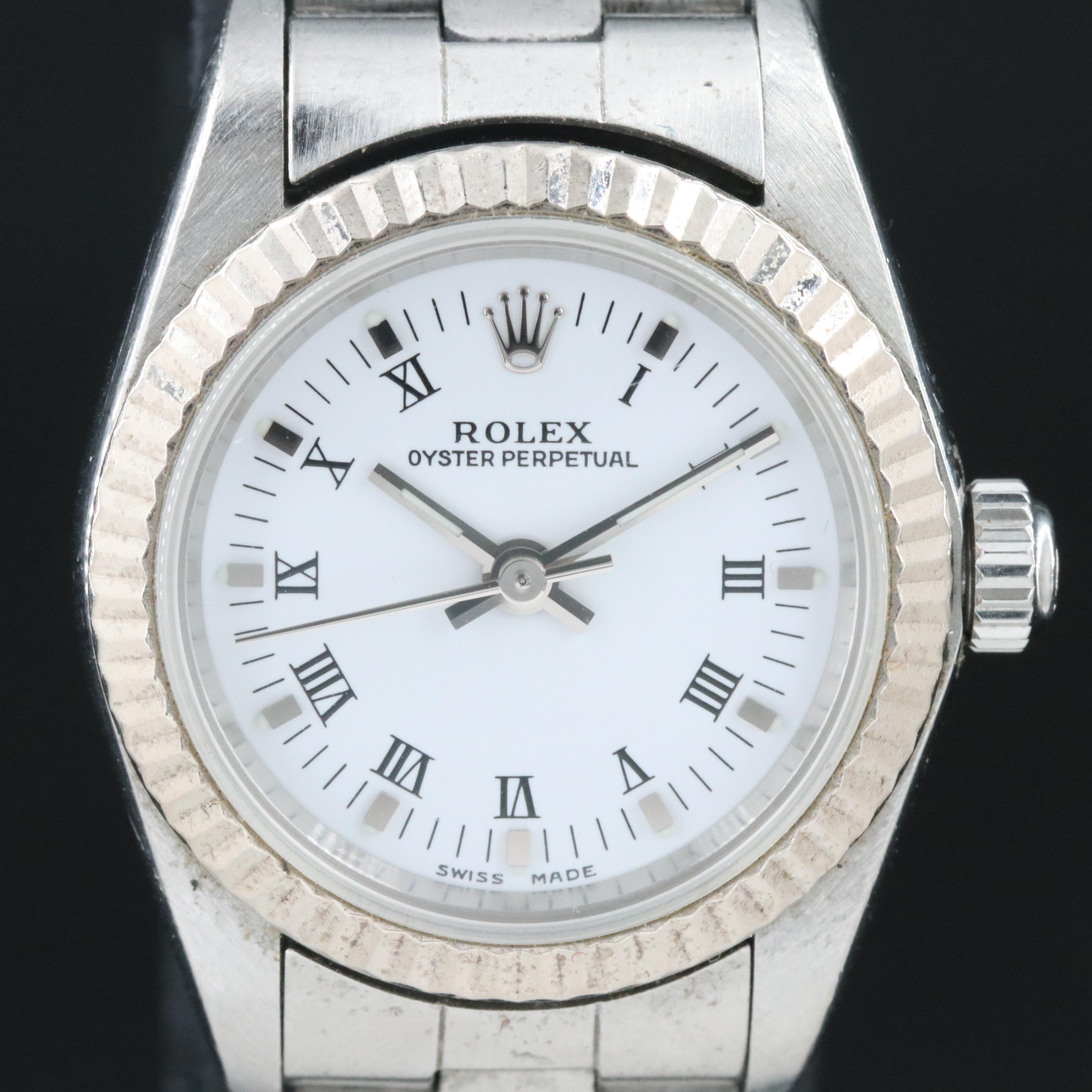 Rolex Oyster Perpetual 76094 White Dial Steel Automatic Watch