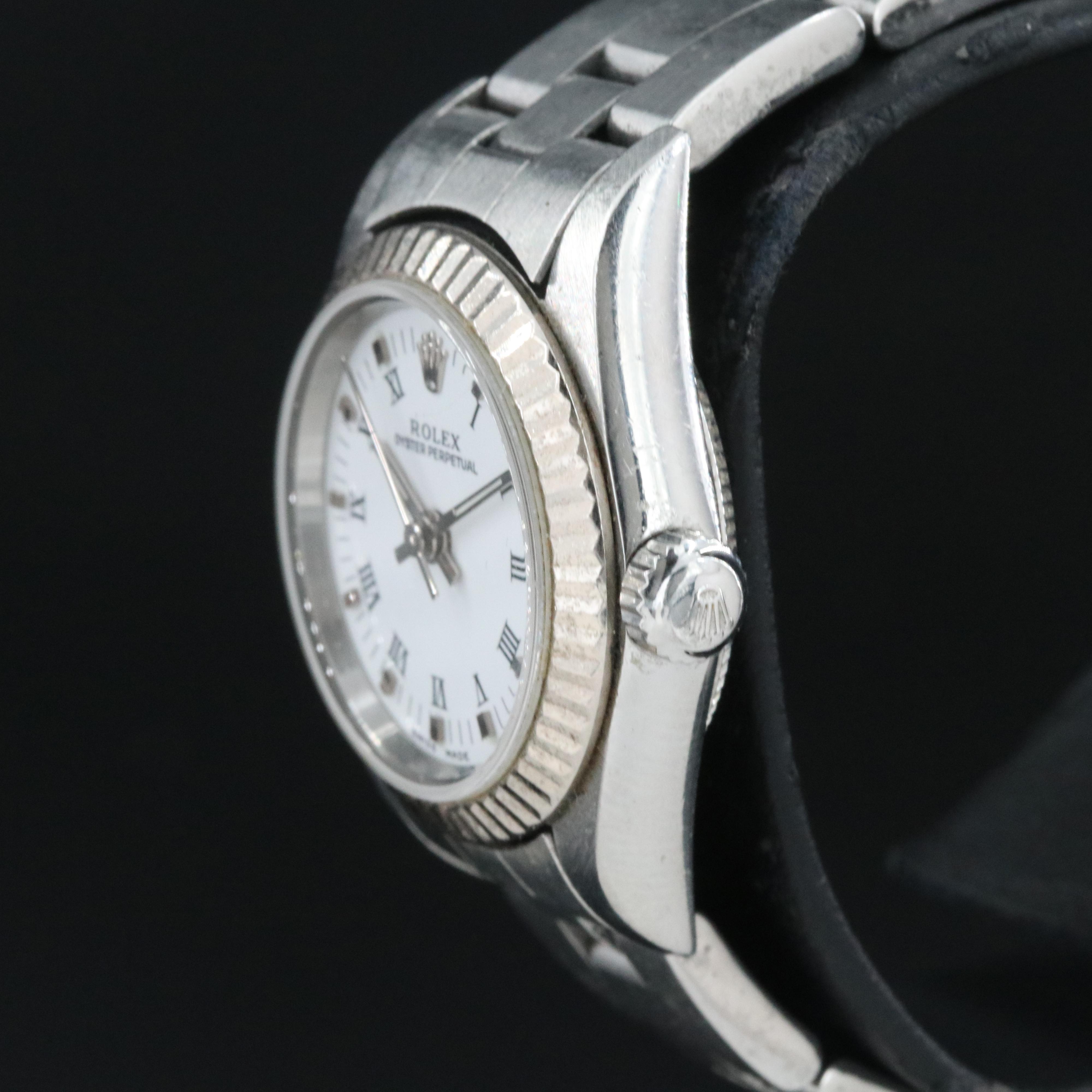 Rolex Oyster Perpetual 76094 White Dial Steel Automatic Watch