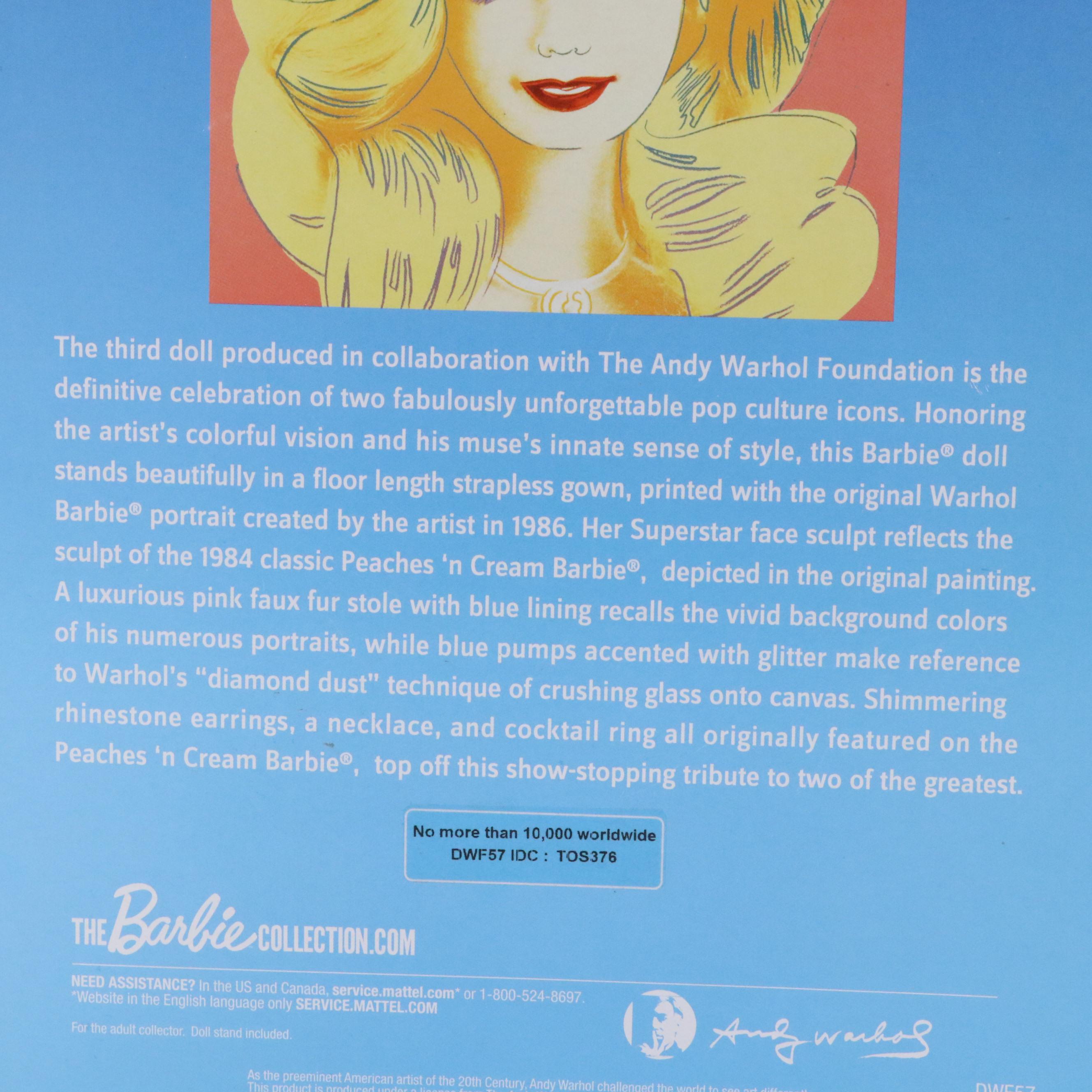 Mattel Gold Label No. 3 Andy Warhol Barbie Doll in Original Packaging, 2016