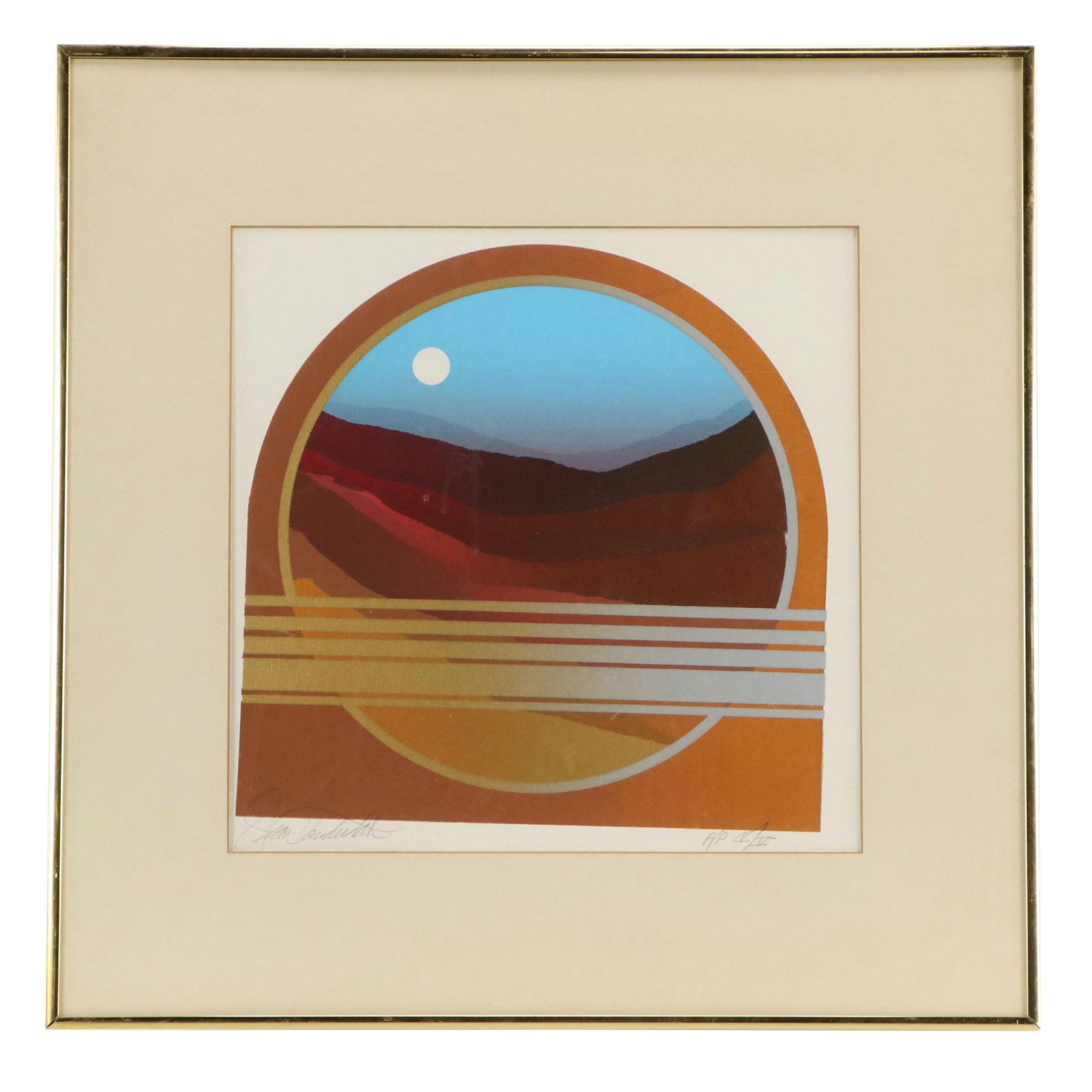 Sunset Mountainous Landscape Serigraph