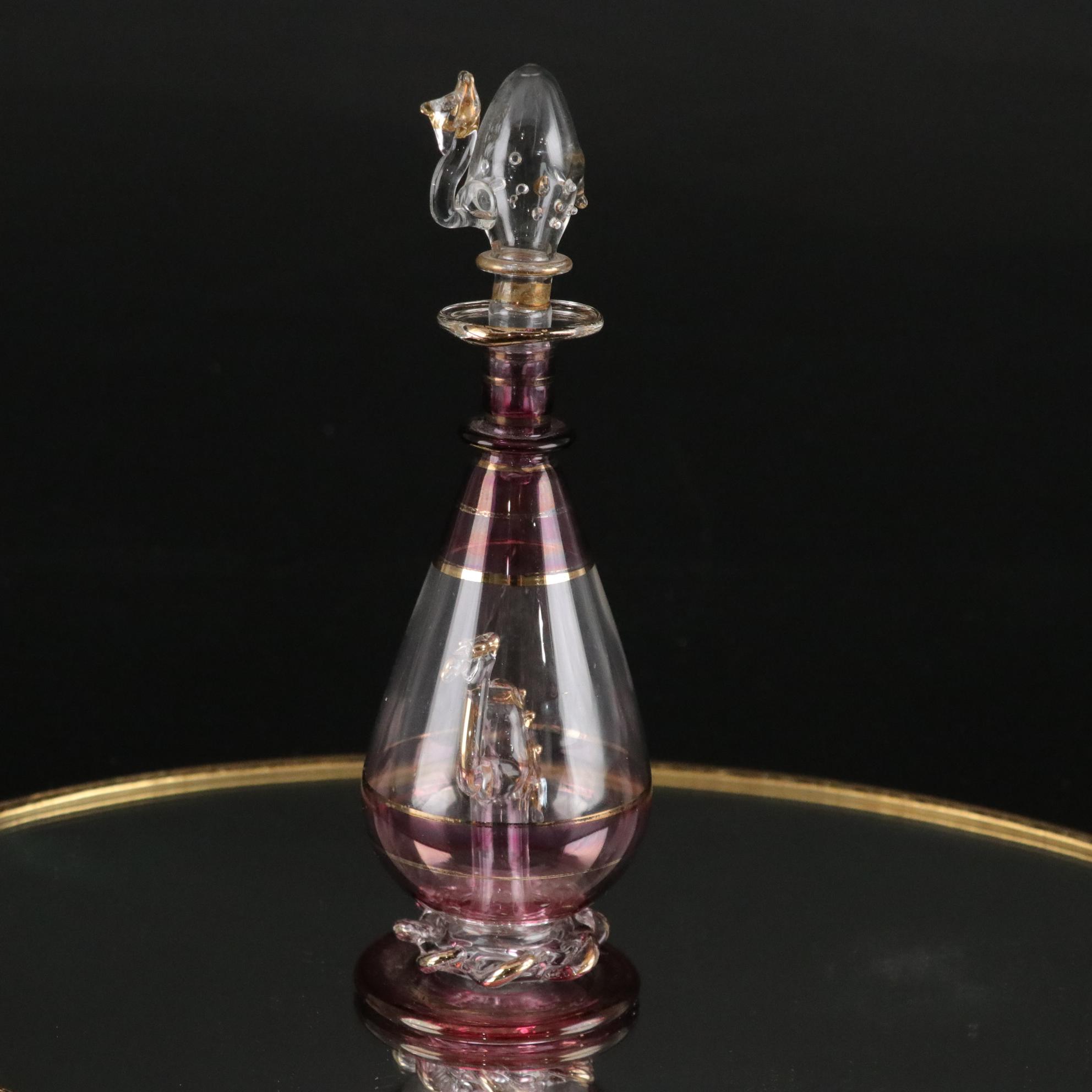 Waterford Crystal Pyramid in Vanity Set with Brass Cherub Mirror Tray & More