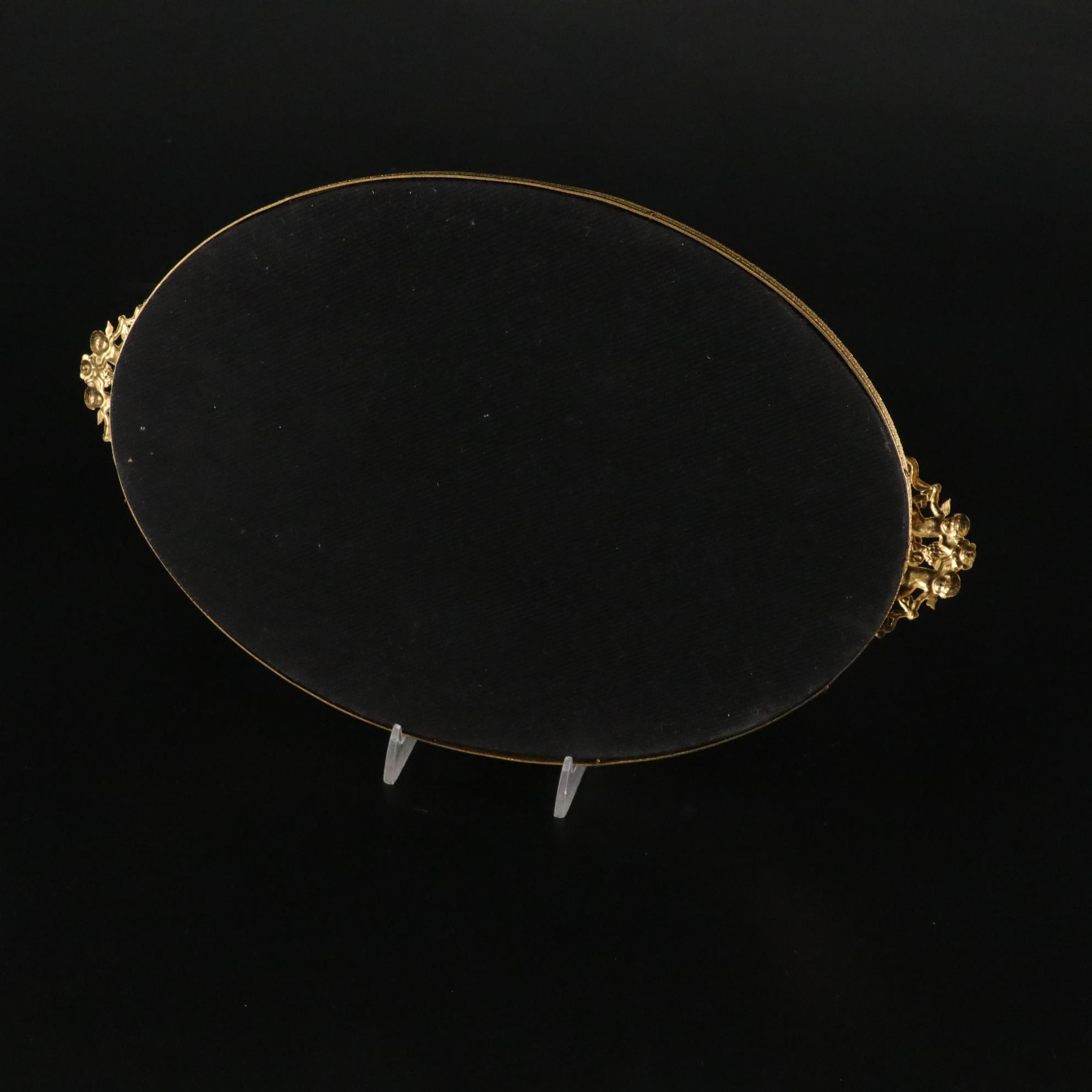 Waterford Crystal Pyramid in Vanity Set with Brass Cherub Mirror Tray & More