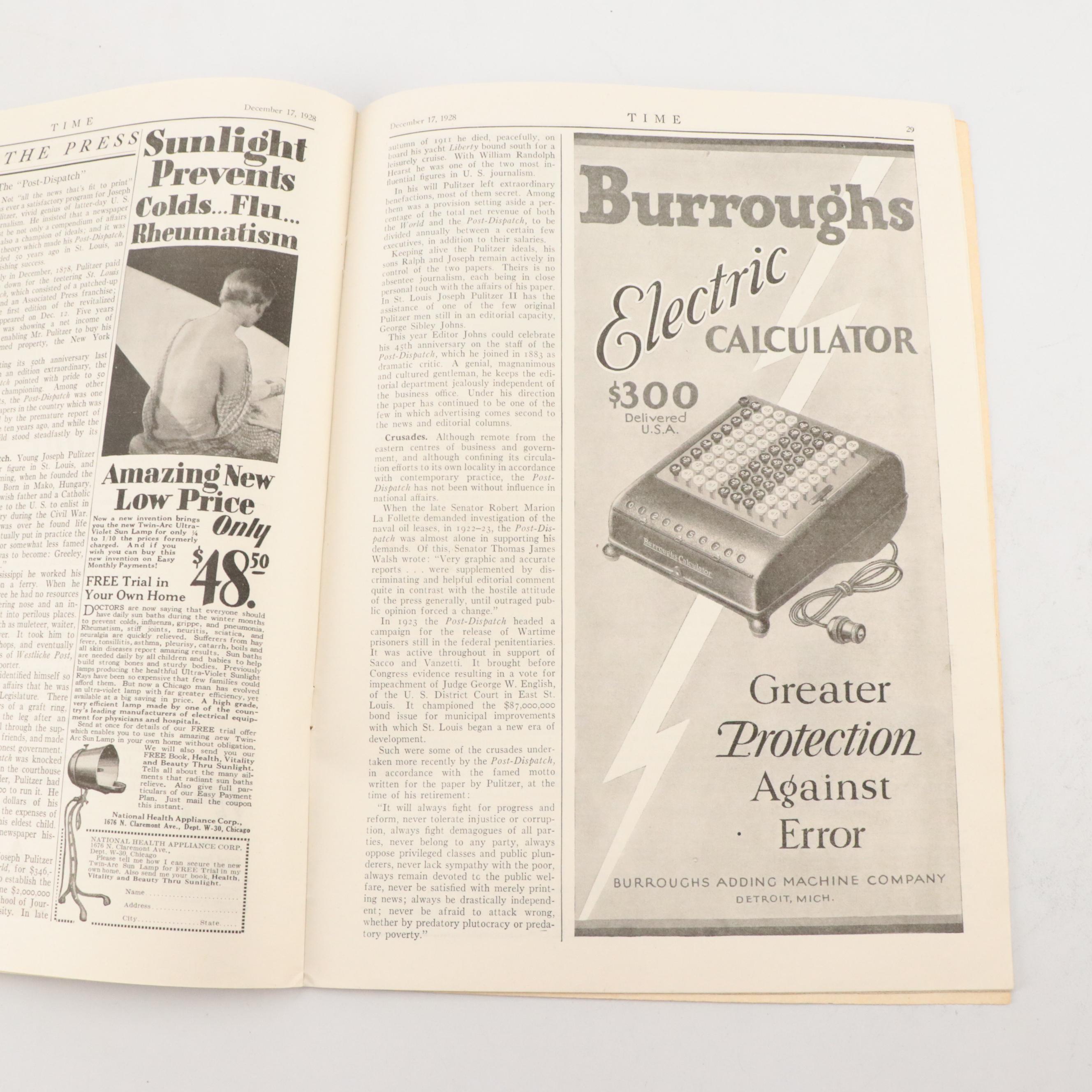 "Time" Magazine Featuring Christ of the Andes, 1928