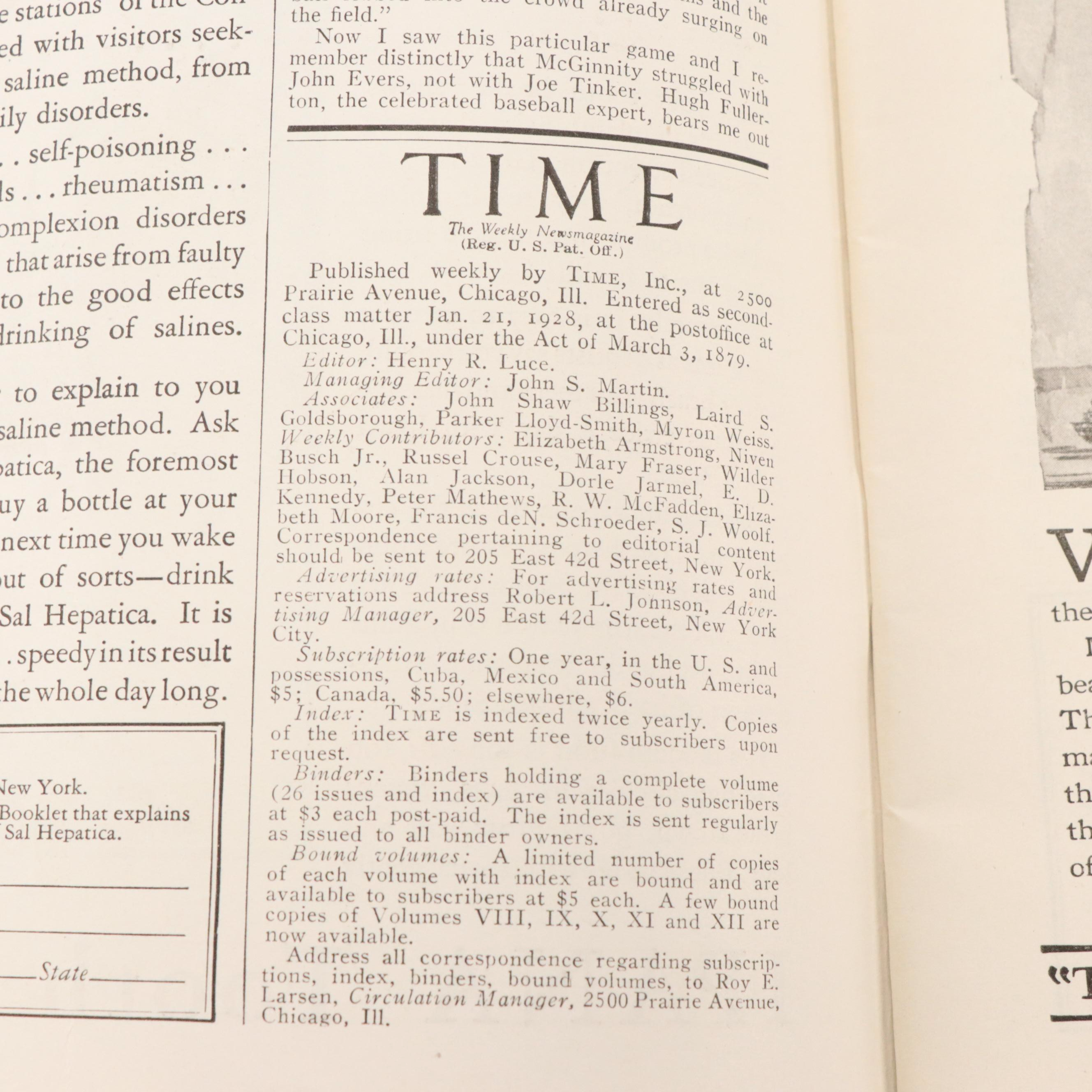 "Time" Magazine Featuring First Lady Lou Henry Hoover, 1929