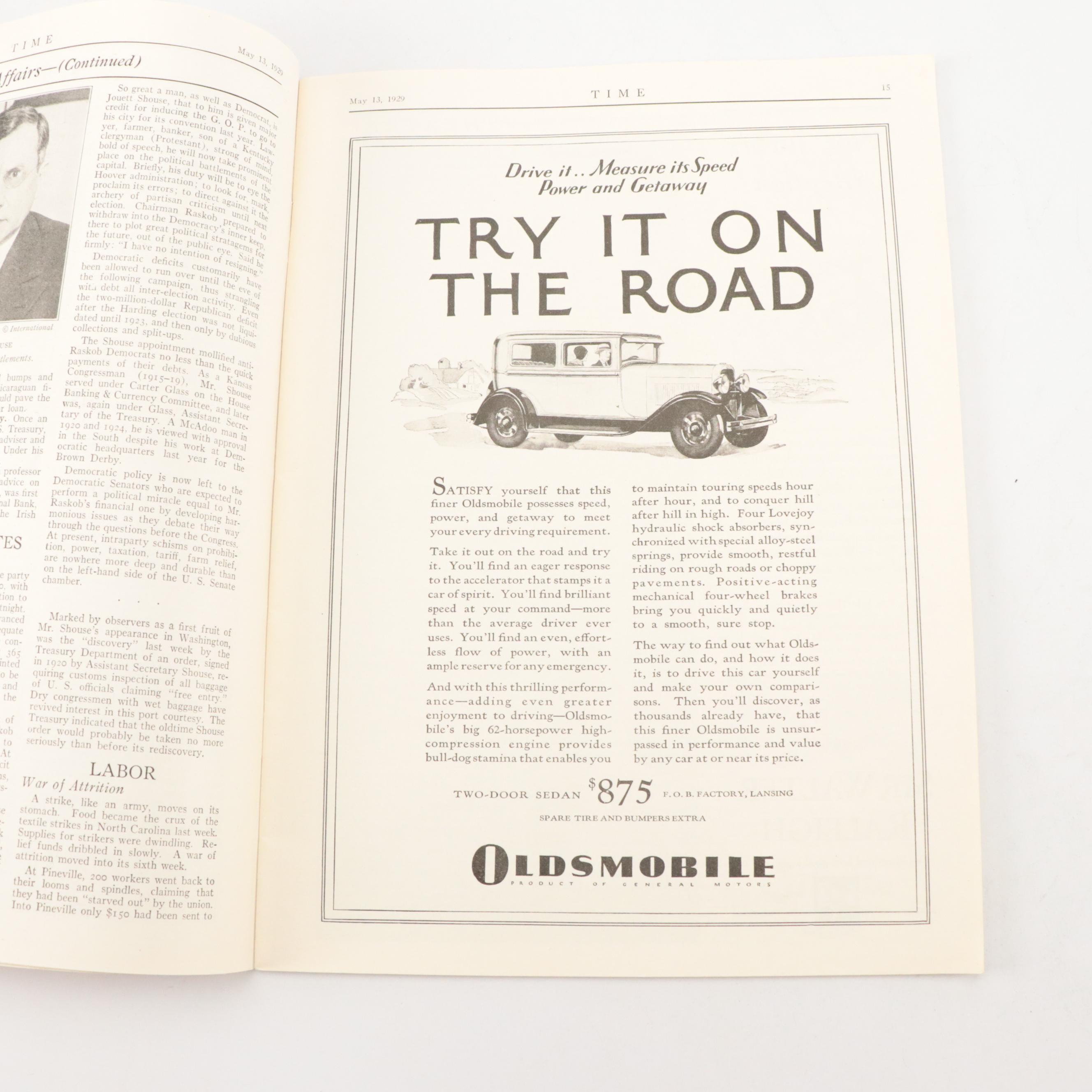 "Time" Magazine Featuring First Lady Lou Henry Hoover, 1929