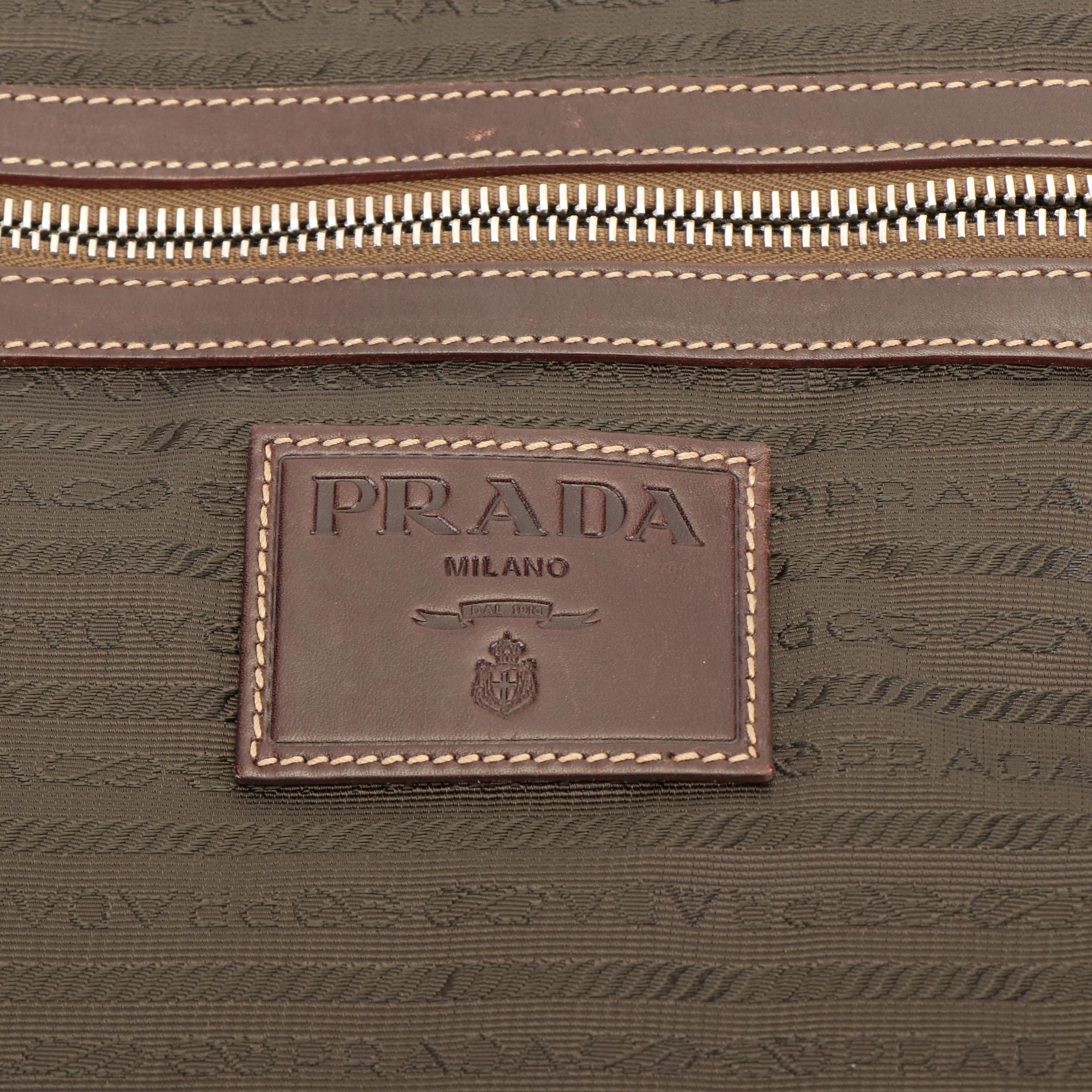 Prada Jacquard Canvas and Leather Satchel