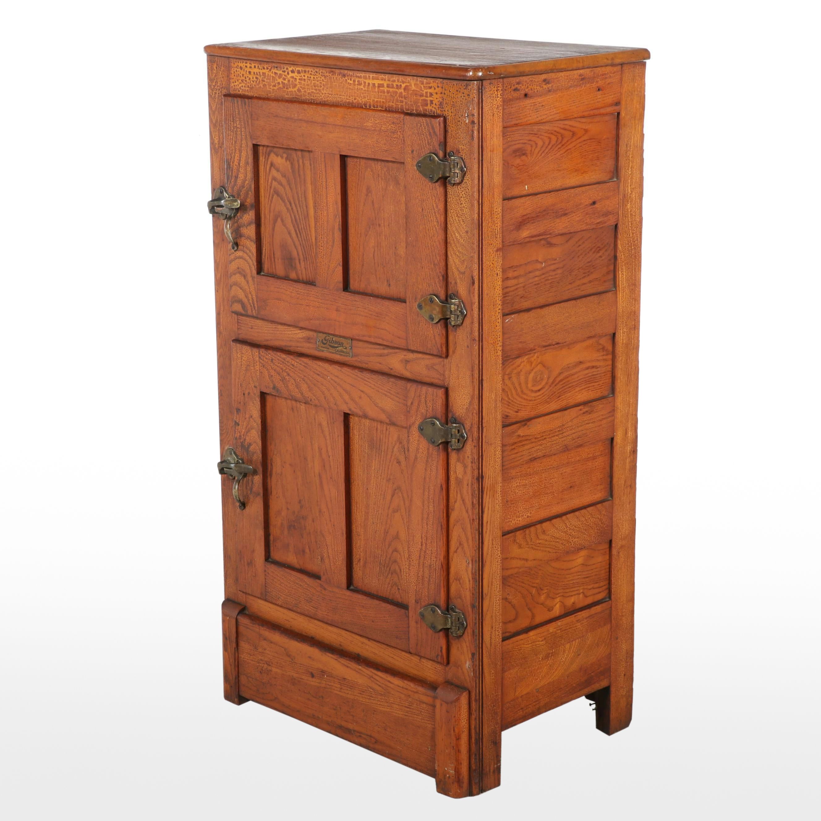 Gibson Oak Two-Door Ice Chest, Early 20th Century