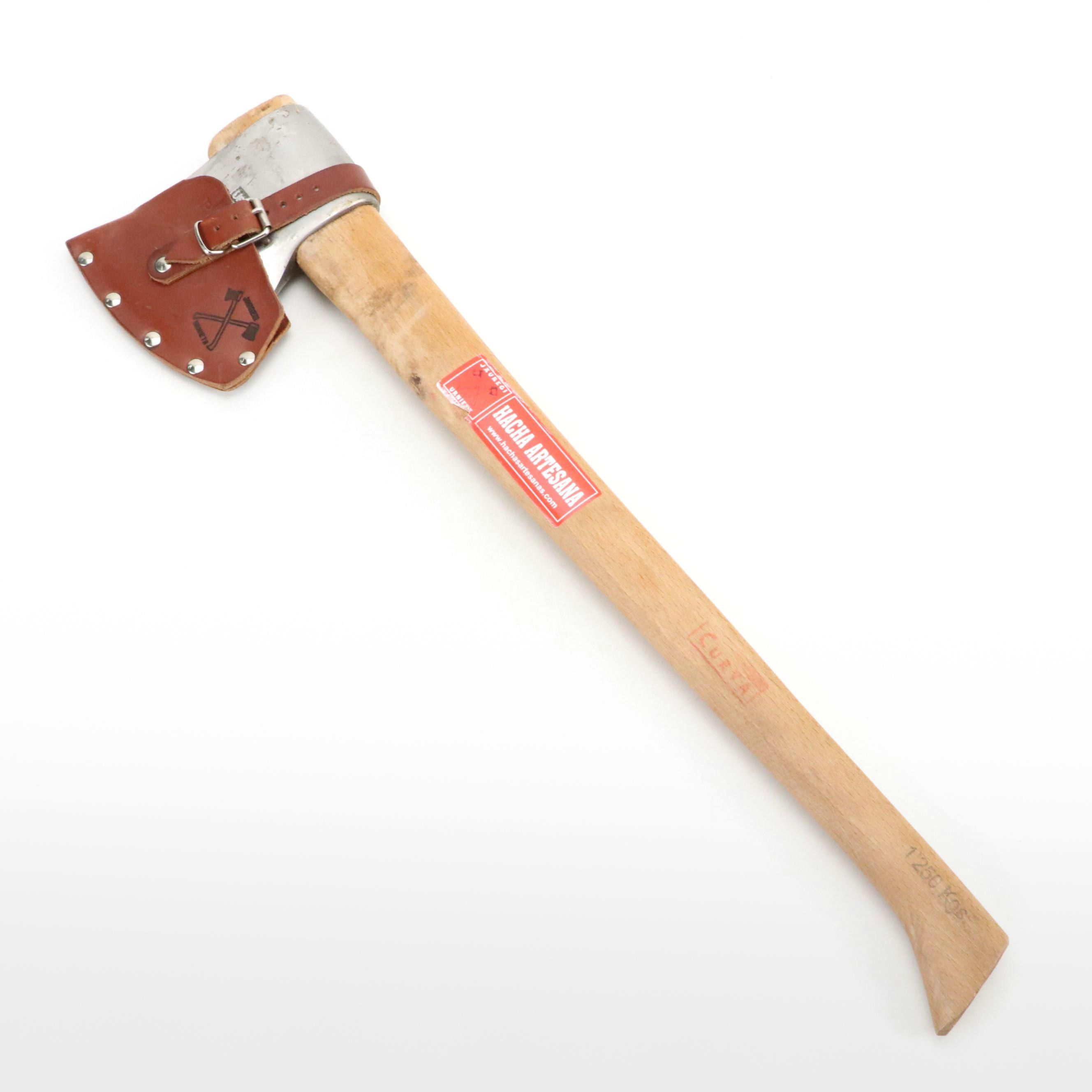 Jauregi Spanish Handcrafted 1250 Kg. Curva Axe with Leather Scabbard