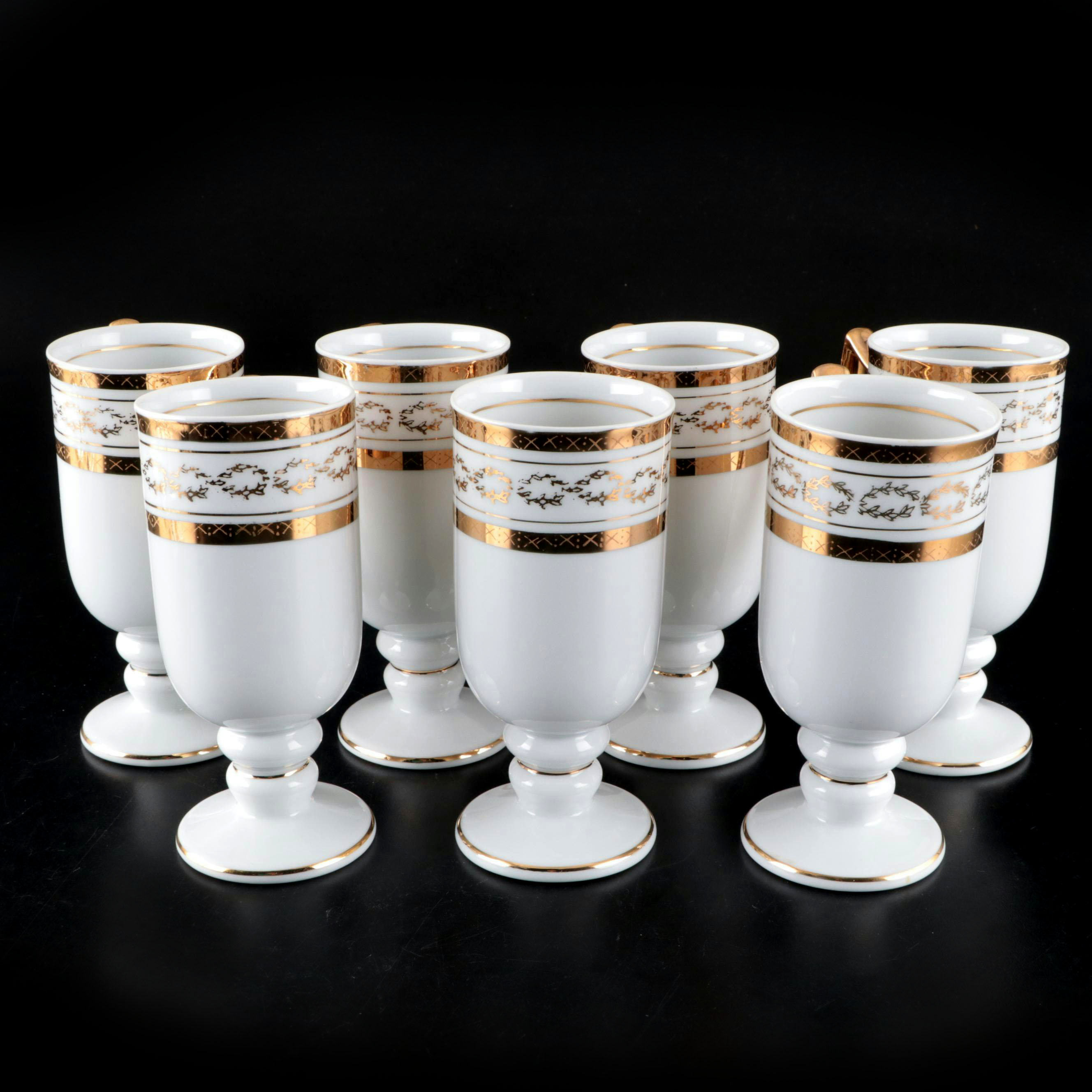 Royal Crown "Elegante" Porcelain Irish Coffee Mugs, Mid-20th Century