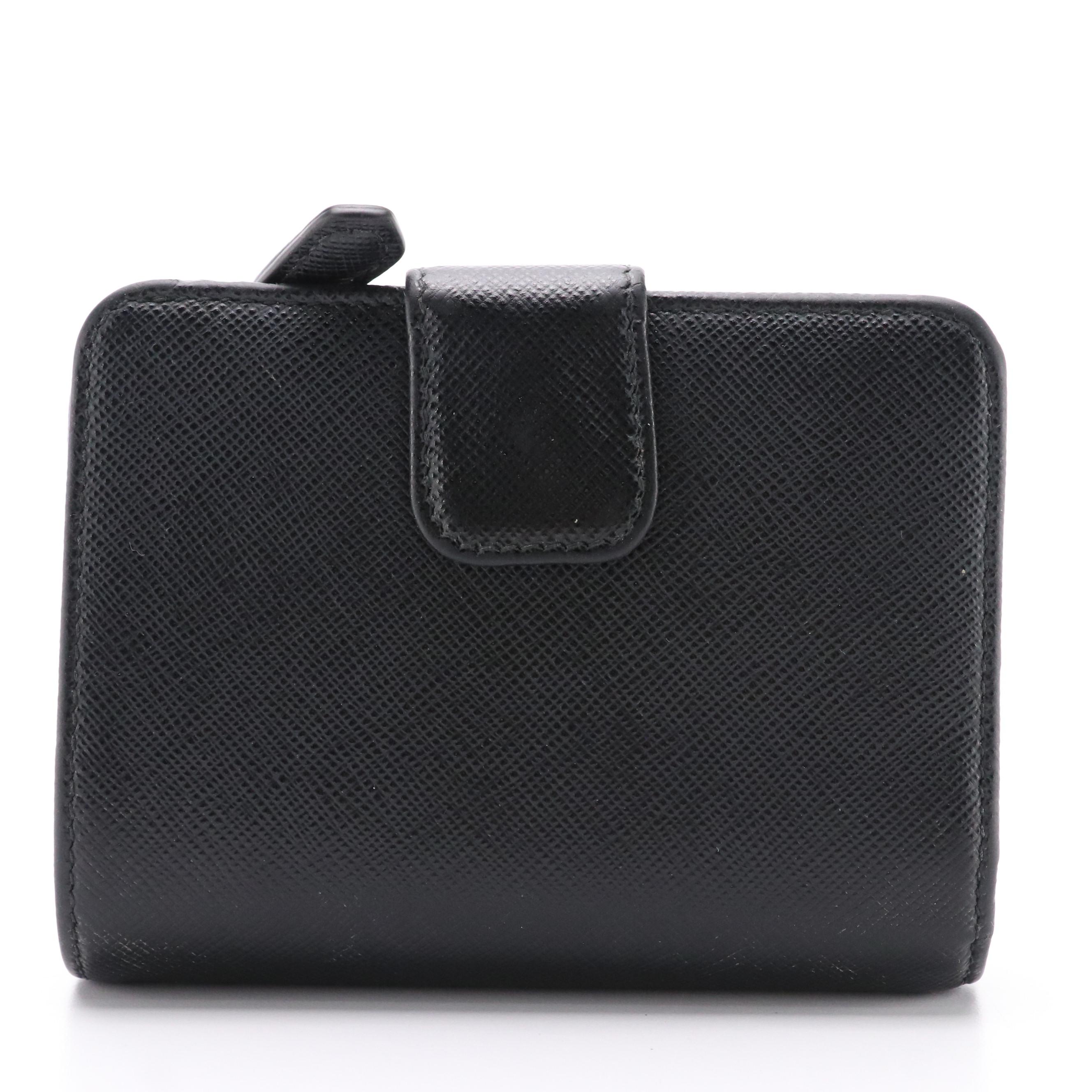 Prada Black Saffiano Leather Compact Wallet