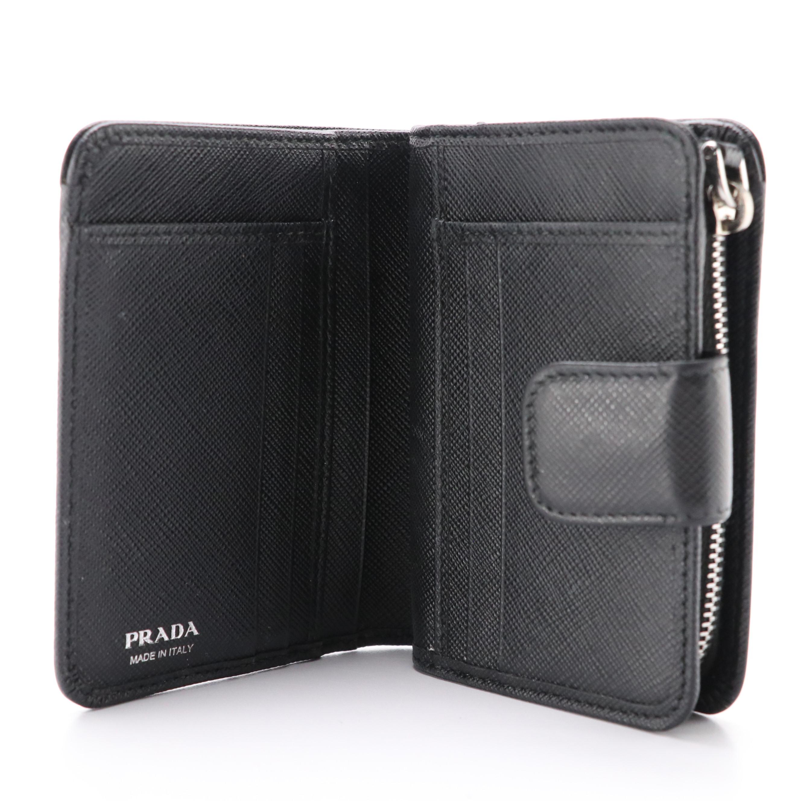 Prada Black Saffiano Leather Compact Wallet