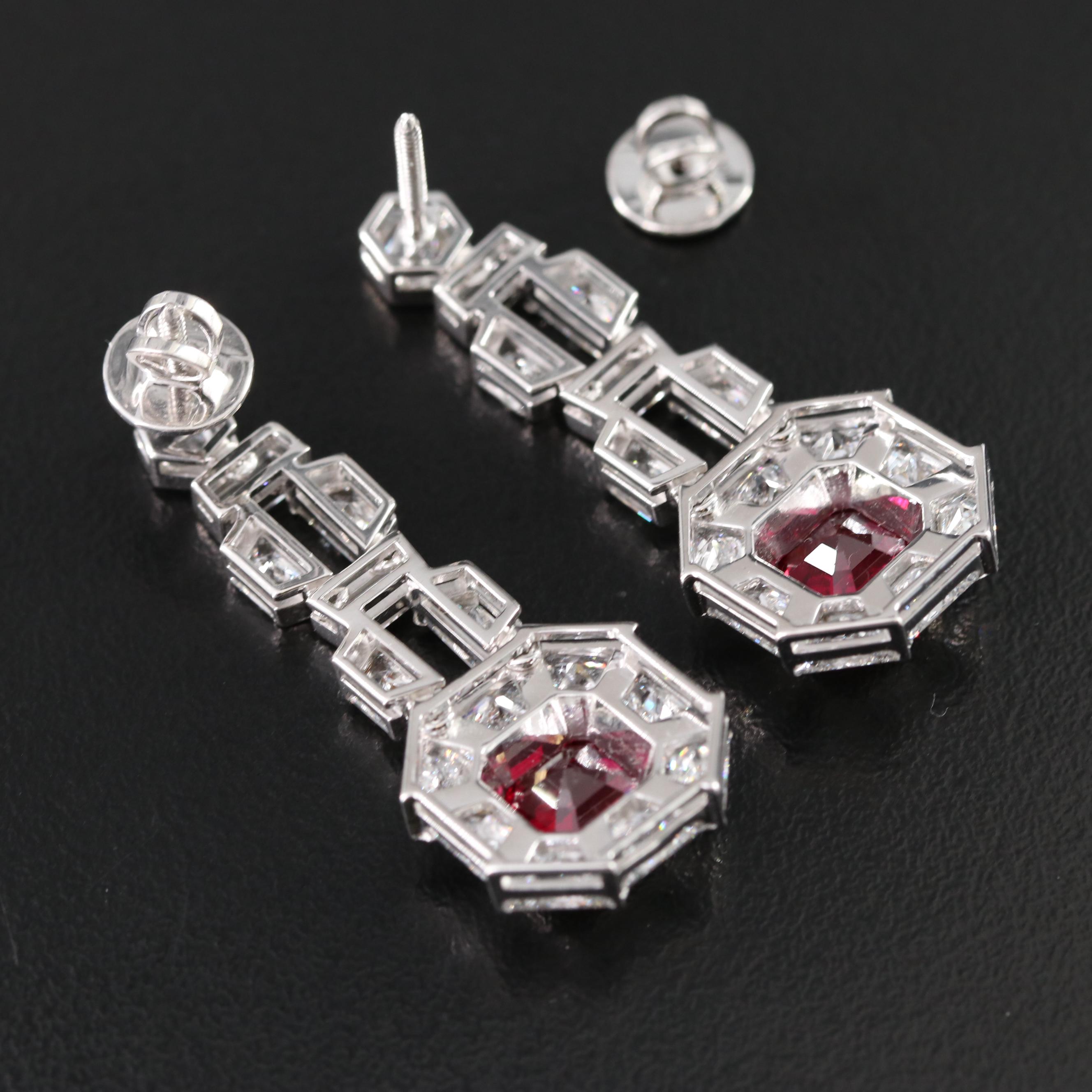 14K 4.81 CTW Ruby and 9.21 CTW Lab Grown Diamond Earrings