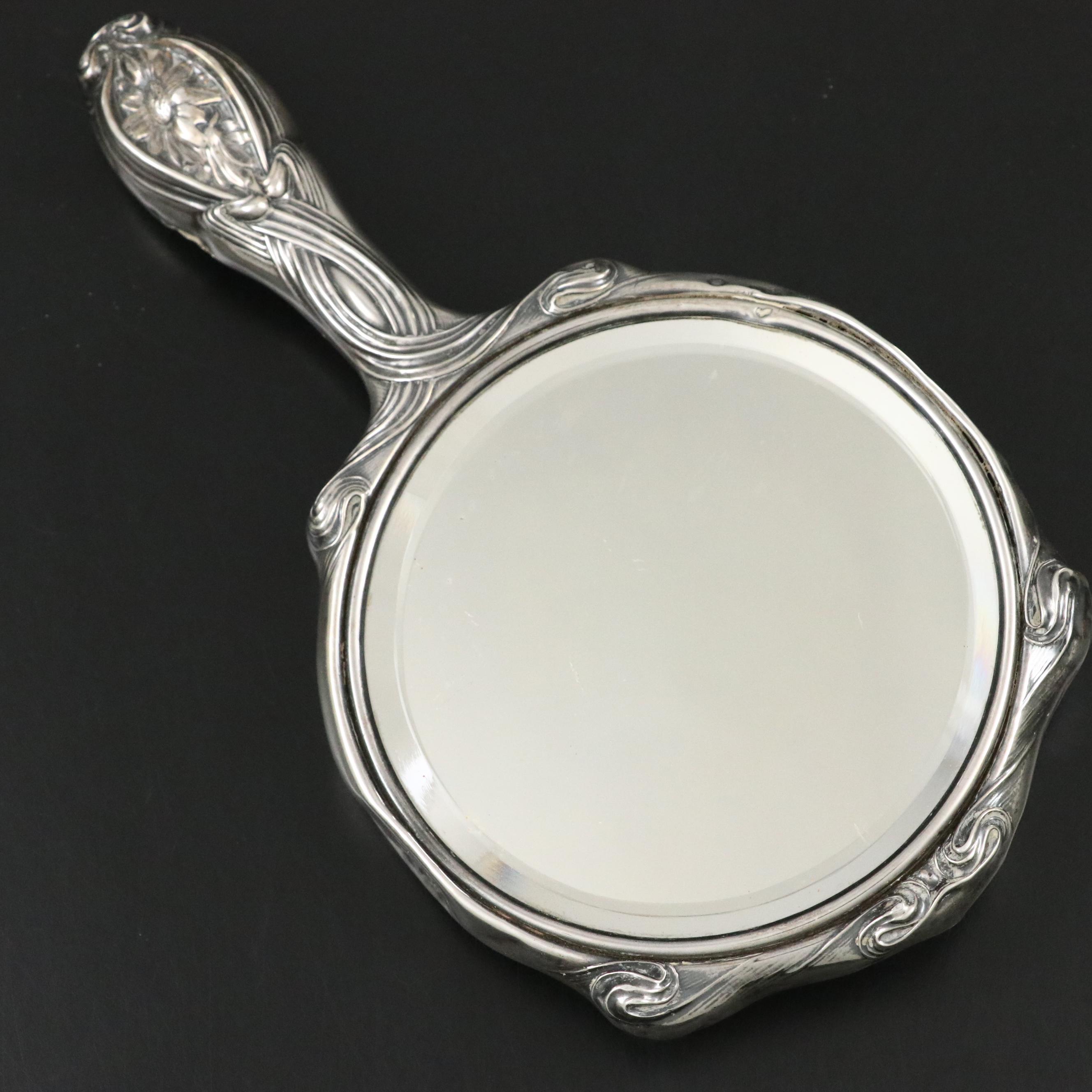 Unger Brothers Art Nouveau Sterling Silver Vanity Set with Other Clothes Brushes