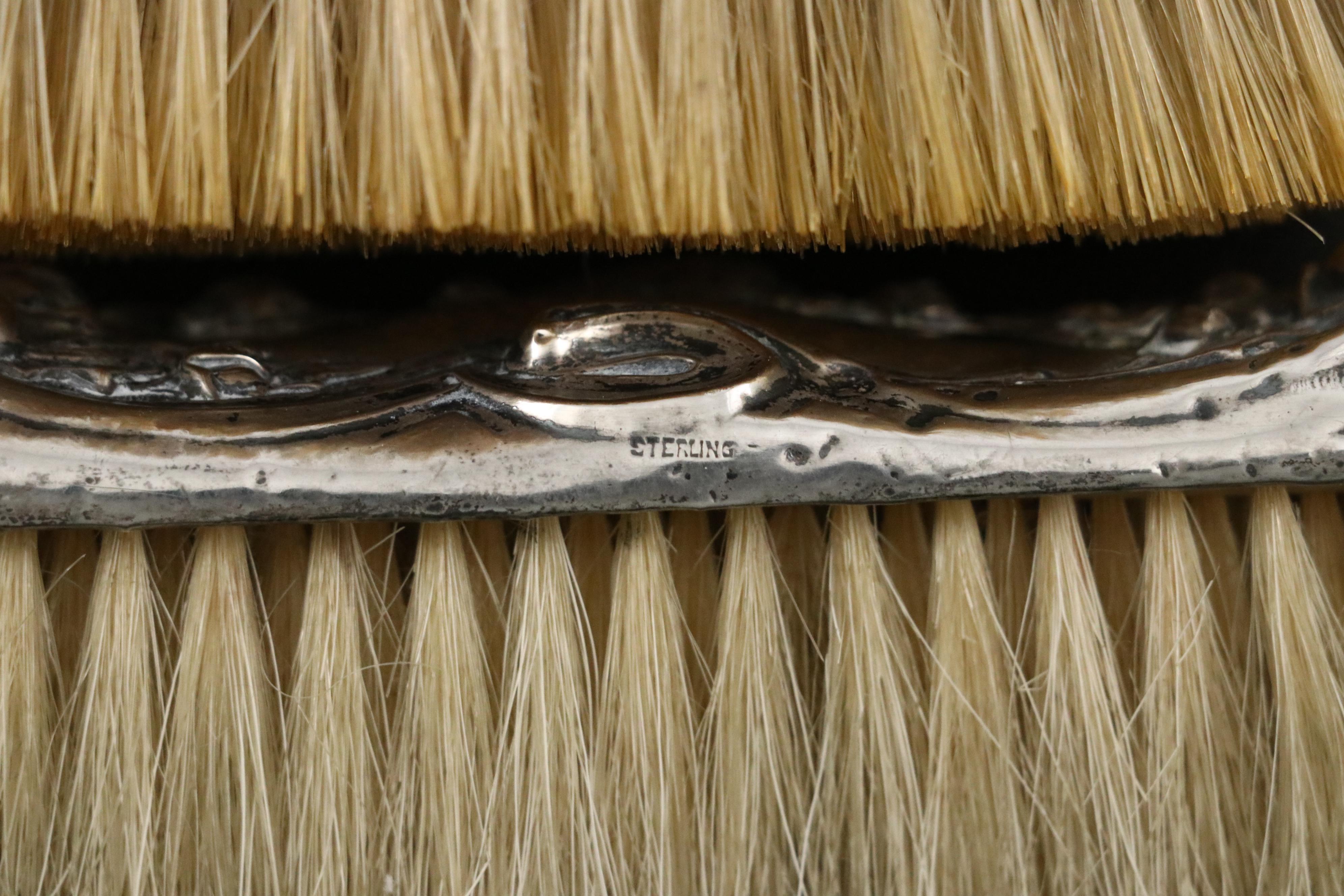 Unger Brothers Art Nouveau Sterling Silver Vanity Set with Other Clothes Brushes