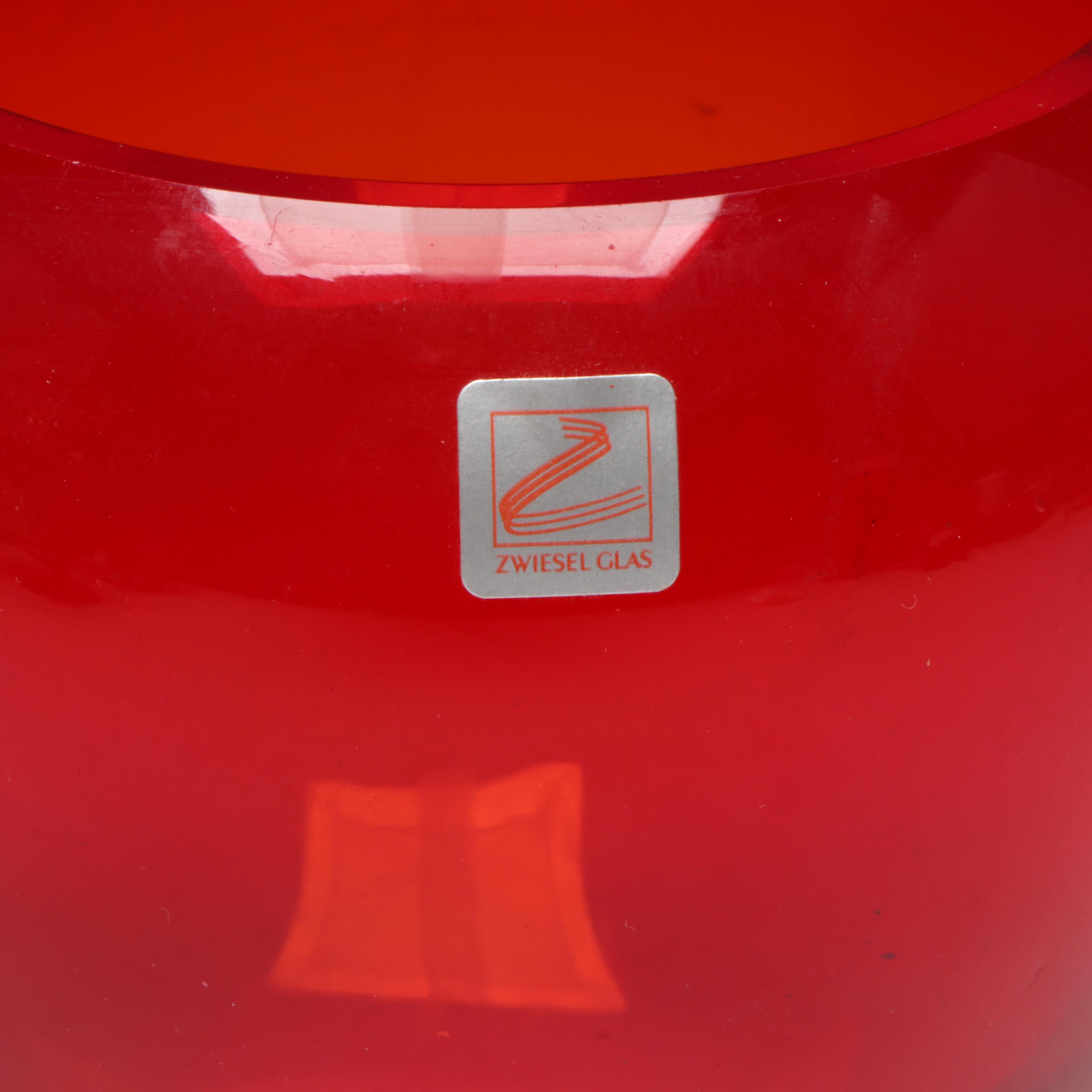 Zwiesel Glas Ruby Glass Basket, Compote, and Vases