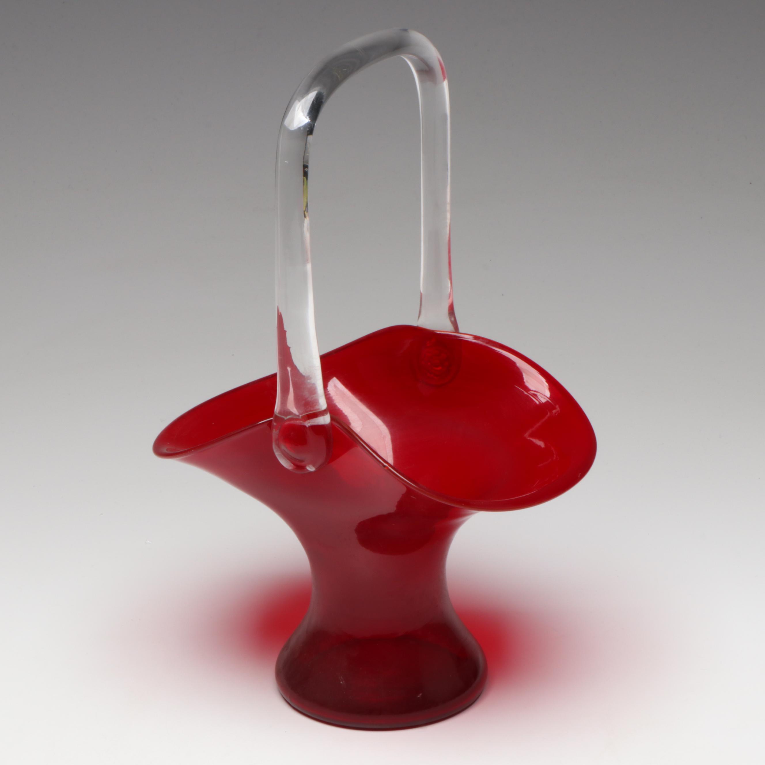 Zwiesel Glas Ruby Glass Basket, Compote, and Vases