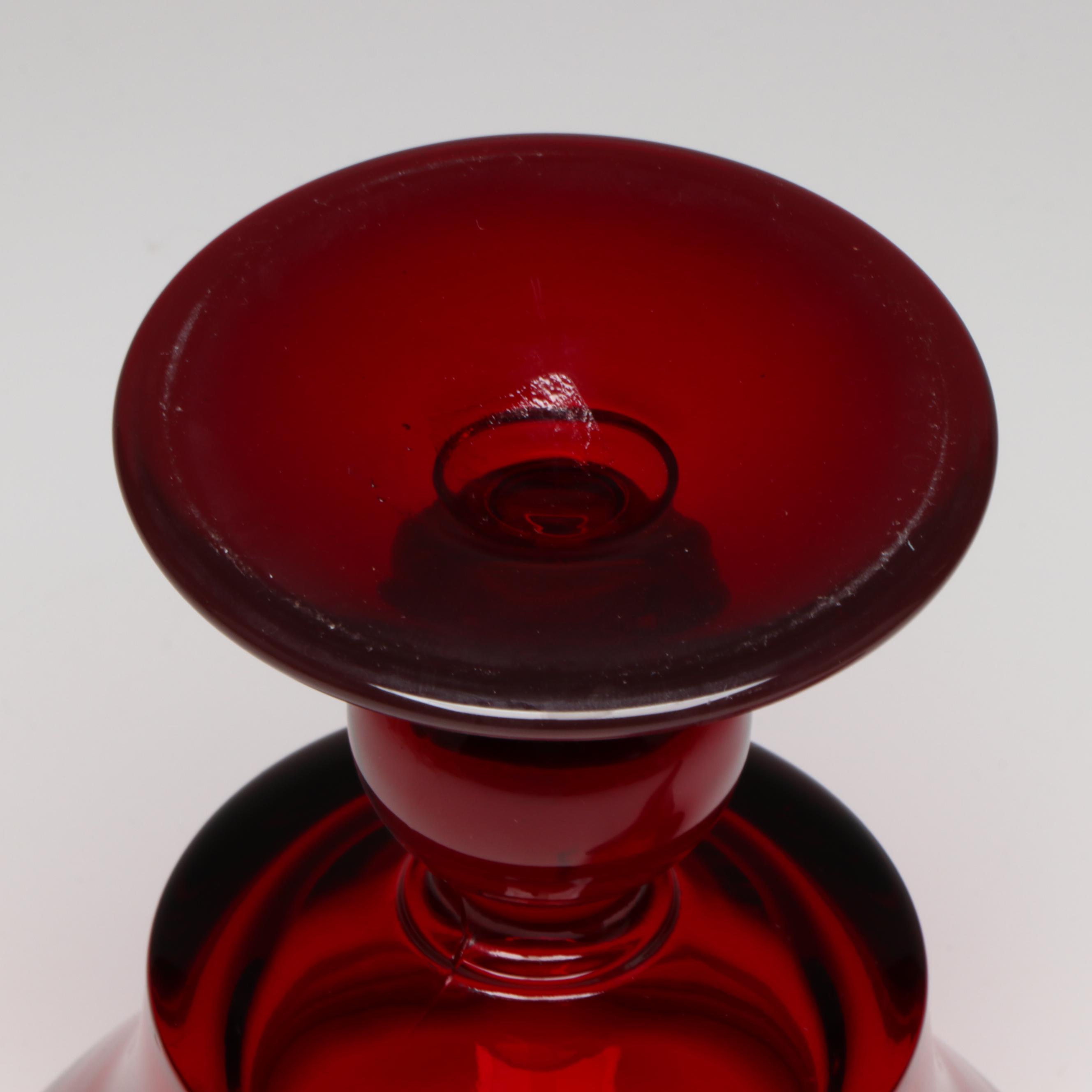 Zwiesel Glas Ruby Glass Basket, Compote, and Vases