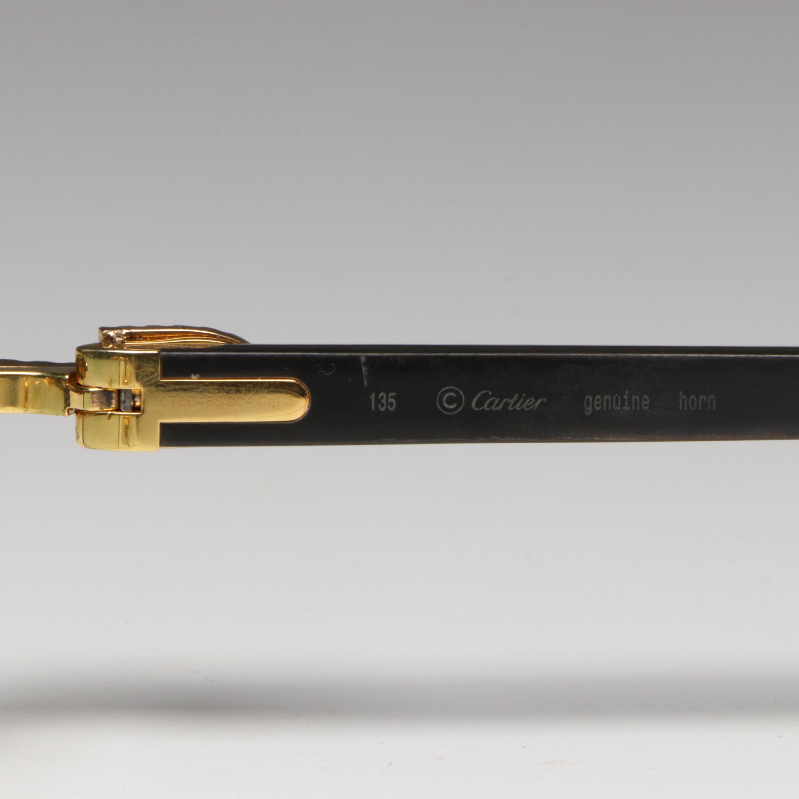 Cartier 10K Gold 1.60 CTW Diamond Embellished Blue Tint Rimless Sunglasses